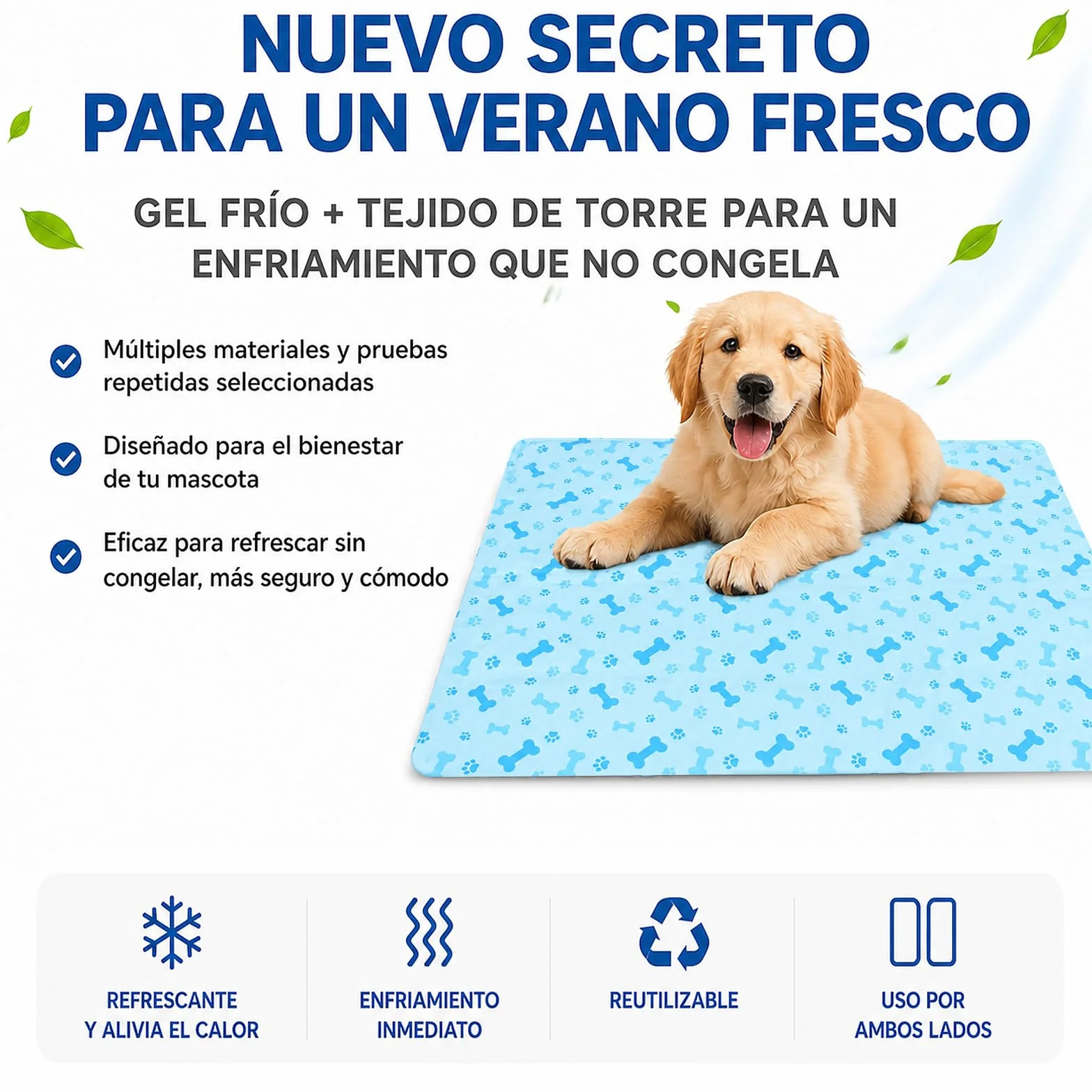 BESCH Alfombrilla Refrescante para Mascotas, Esterilla Refrigerante Autorefrigerante con Gel, Colchoneta Fresca para Perros y Gatos, Uso Verano Interior Exterior 45x60cm