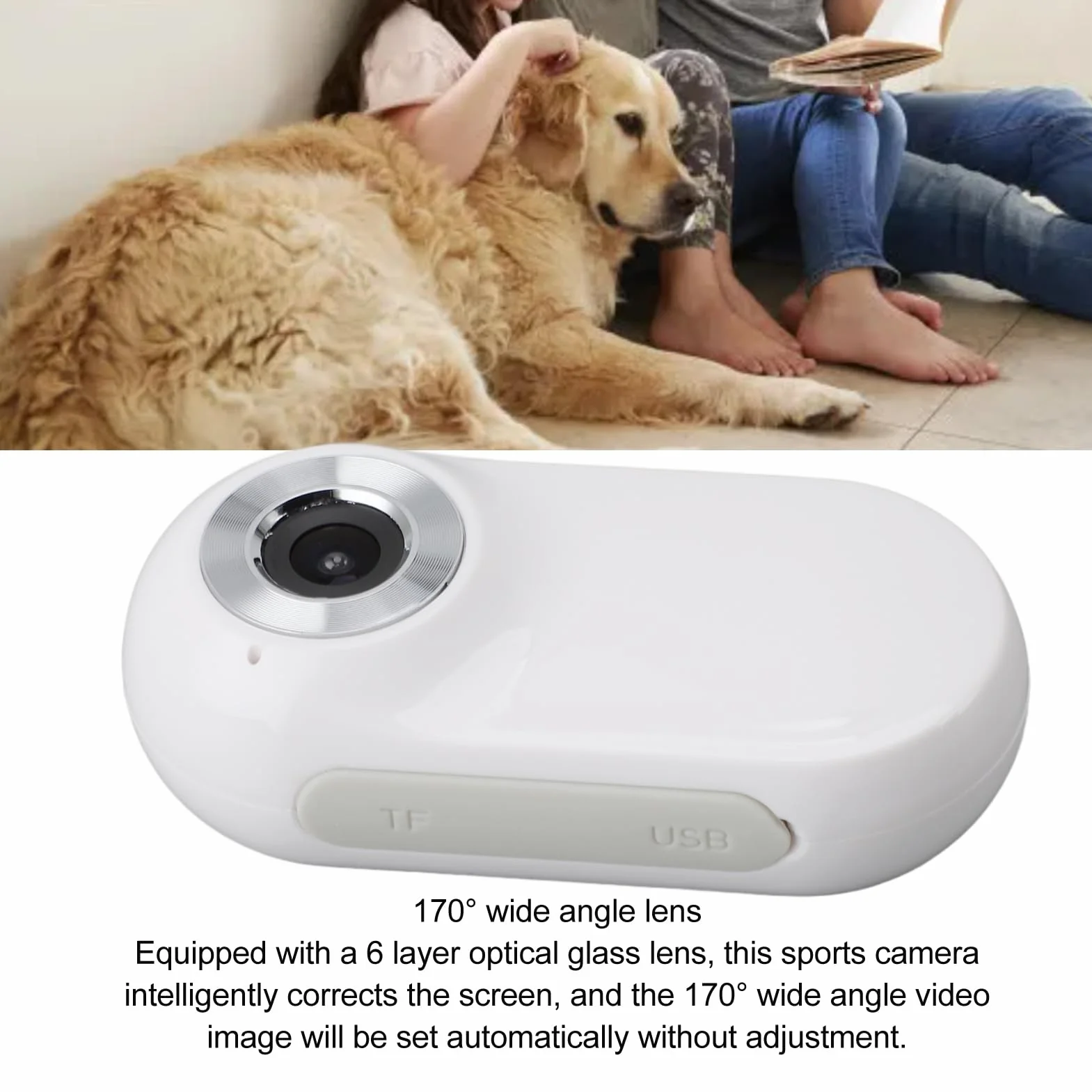 Tonysa Collar para Mascotas con Cámara para Vídeos y Fotos, HD WiFi USB Recargable para Cámara de Mascotas con Gran Angular de 170° y Pantalla Digital, Collar de Seguimiento de Perros