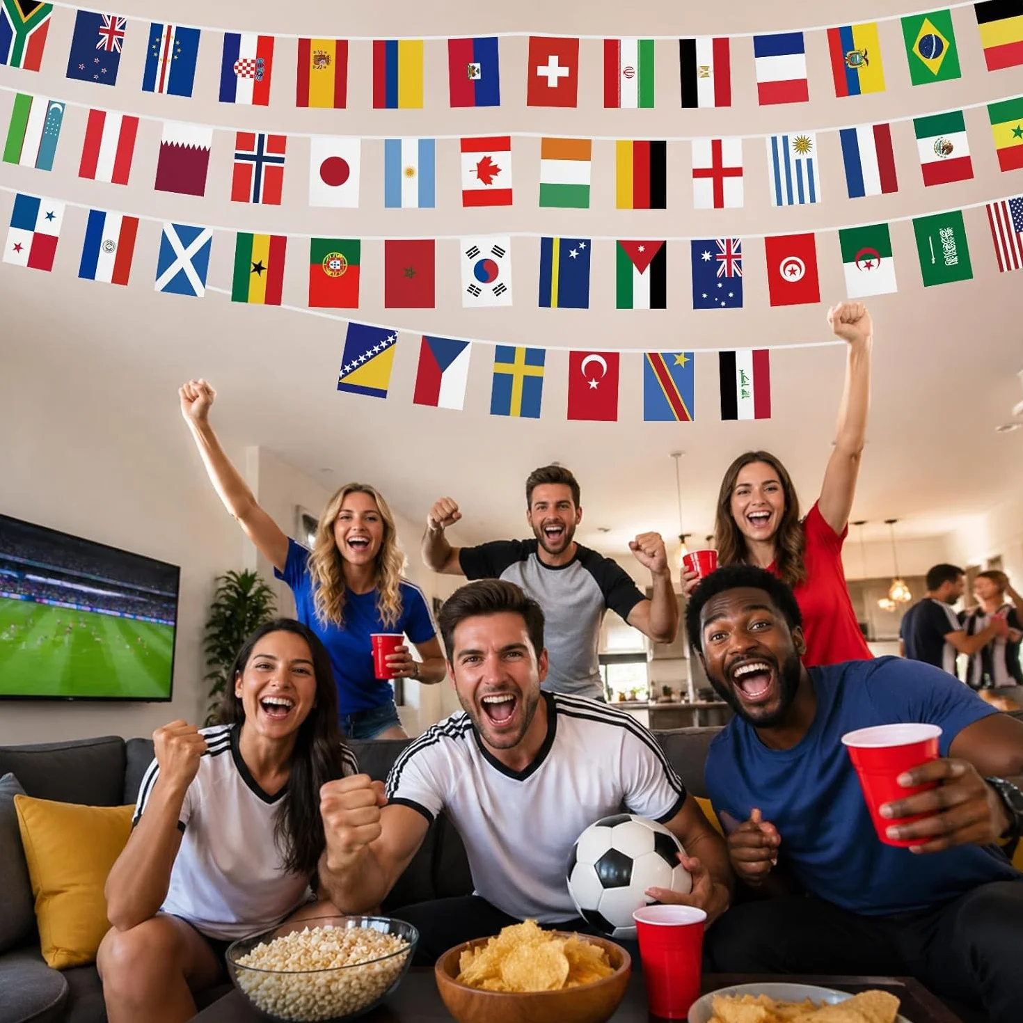 Banderas de la Copa del Mundo 2026, Banderines 48 países, 14x21 cm, para fiestas de fútbol