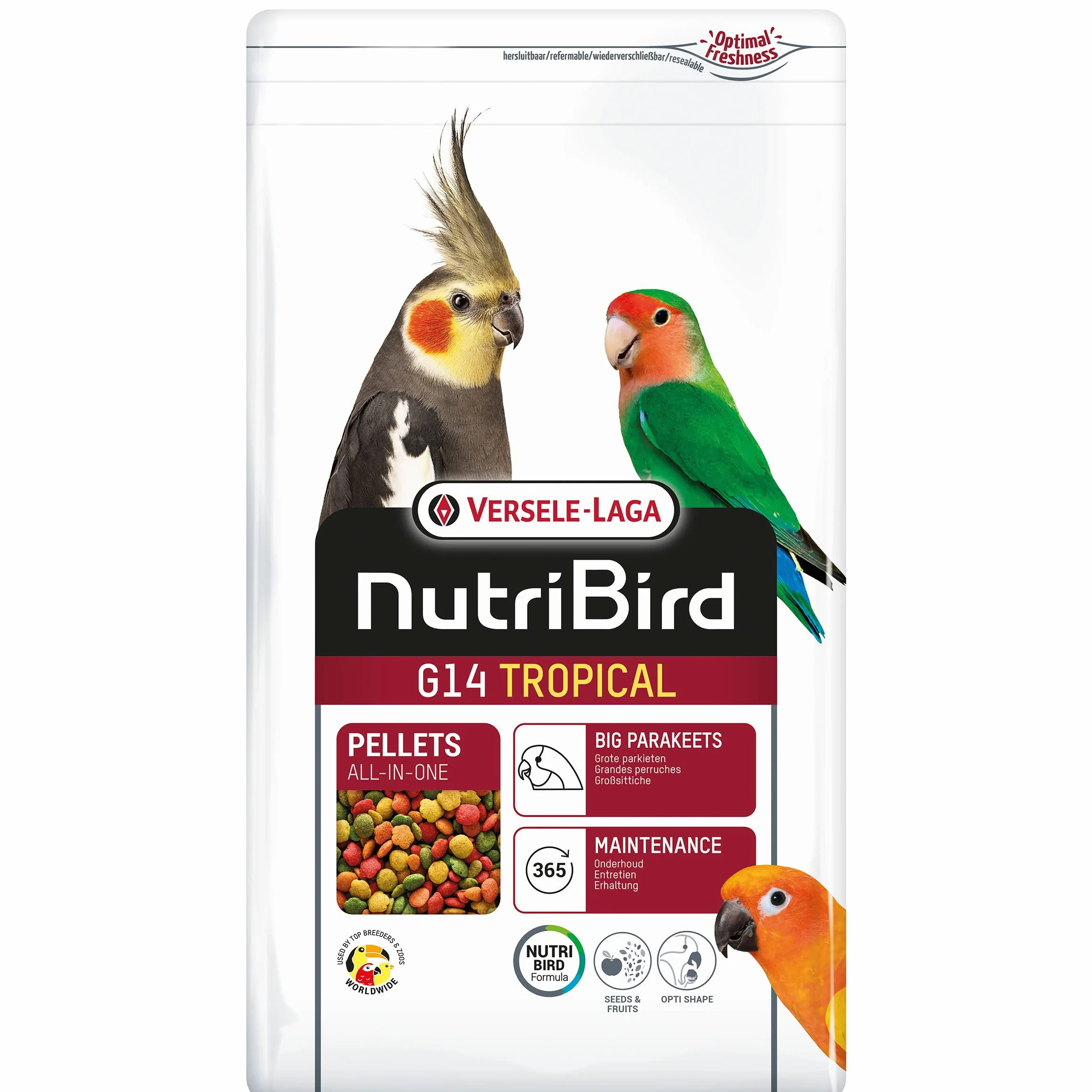 VERSELE-LAGA - NutriBird G14 Tropical - Granulado extrusionado - Alimento de Mantenimiento para periquitos Grandes - Multicolor - 3kg