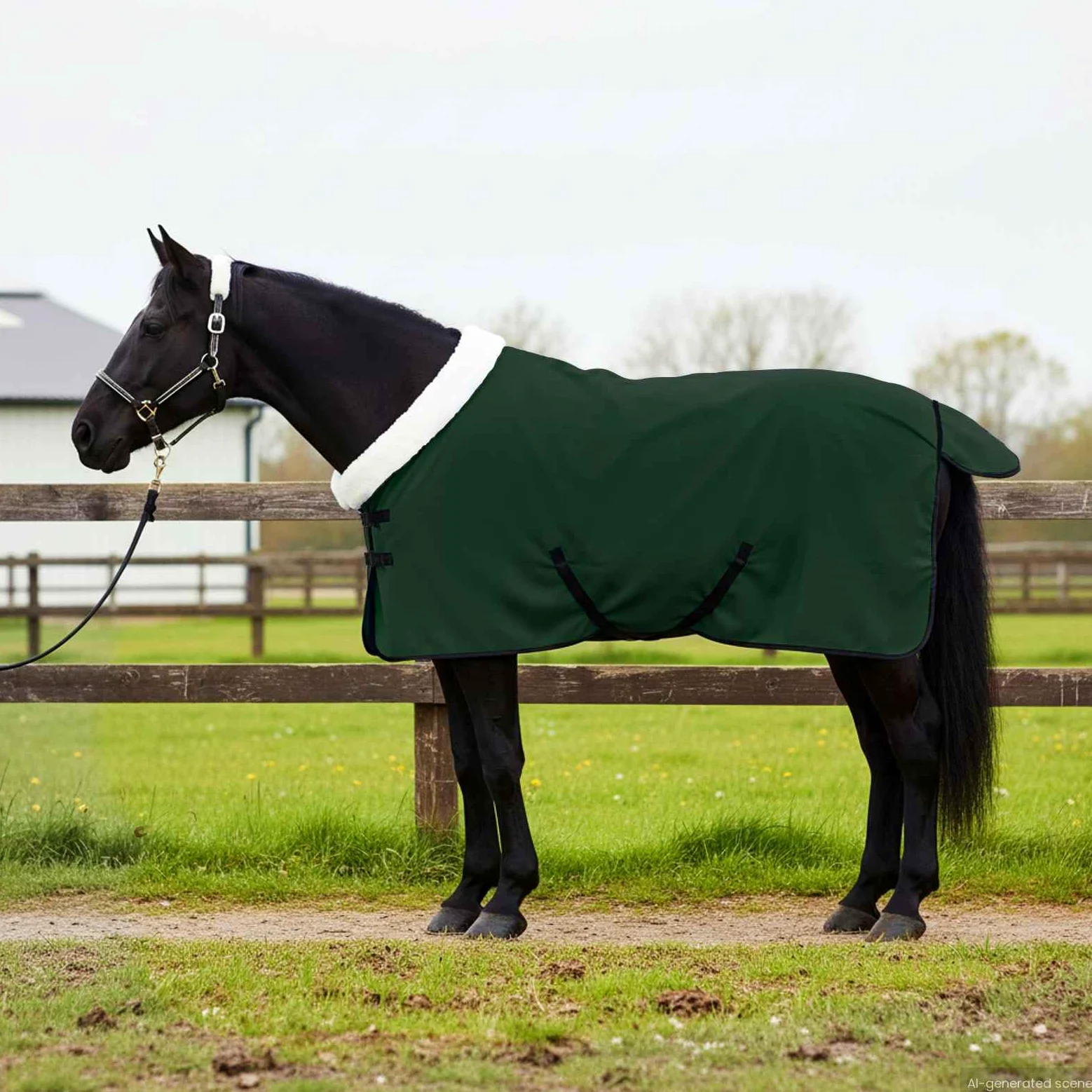 Manta para caballo, forro polar, 75 cm, con hebillas ajustables, resistente al viento y transpirable, manta de invierno para establo, sauce y exterior, incluye solapa de cola y cinturón