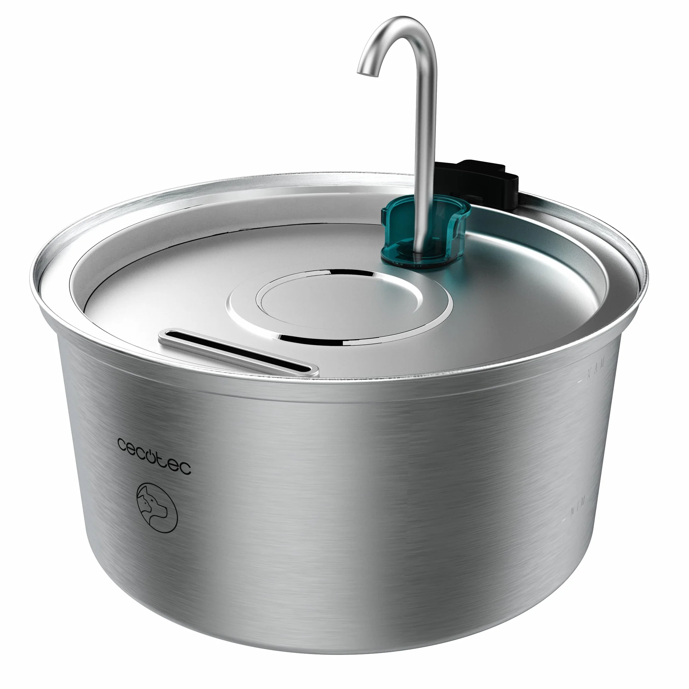 Cecotec Fuente para Gatos Automática Mascotas Pumba 3200 Refresh INOX. Capacidad de 3,2L, Acero Inoxidable, Filtro Alto Rendimiento, Silenciosa, Diseño de Cascada, IPX4, Fácil Limpieza