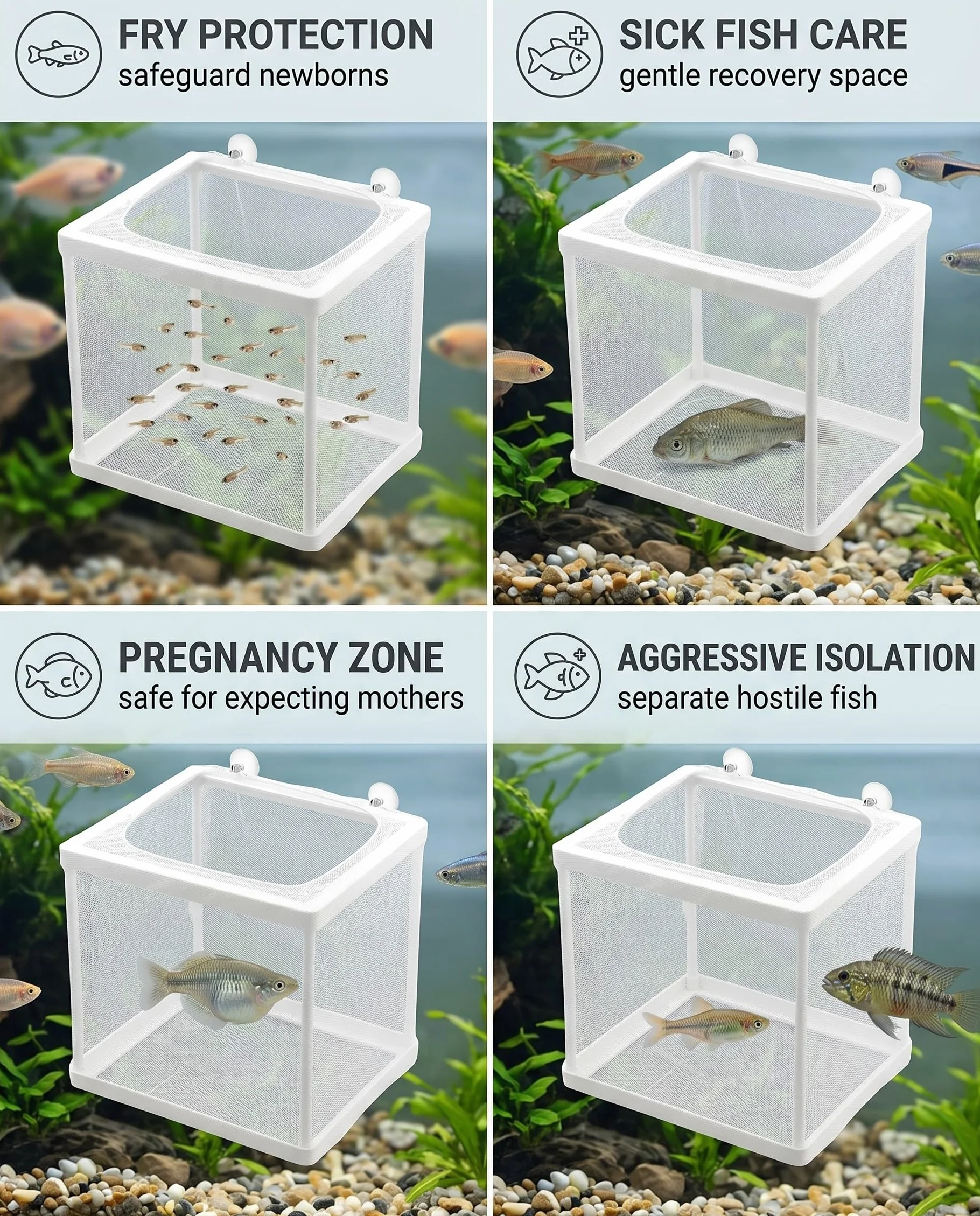 Incubadora De Peces, Caja De Cría De Peces, Acuario Criador De Red,Incubador Separador Tanque, Aislamiento De Pece con Ventosas, Cría Pece para Proteger Bebés, para Camarones Incubadors