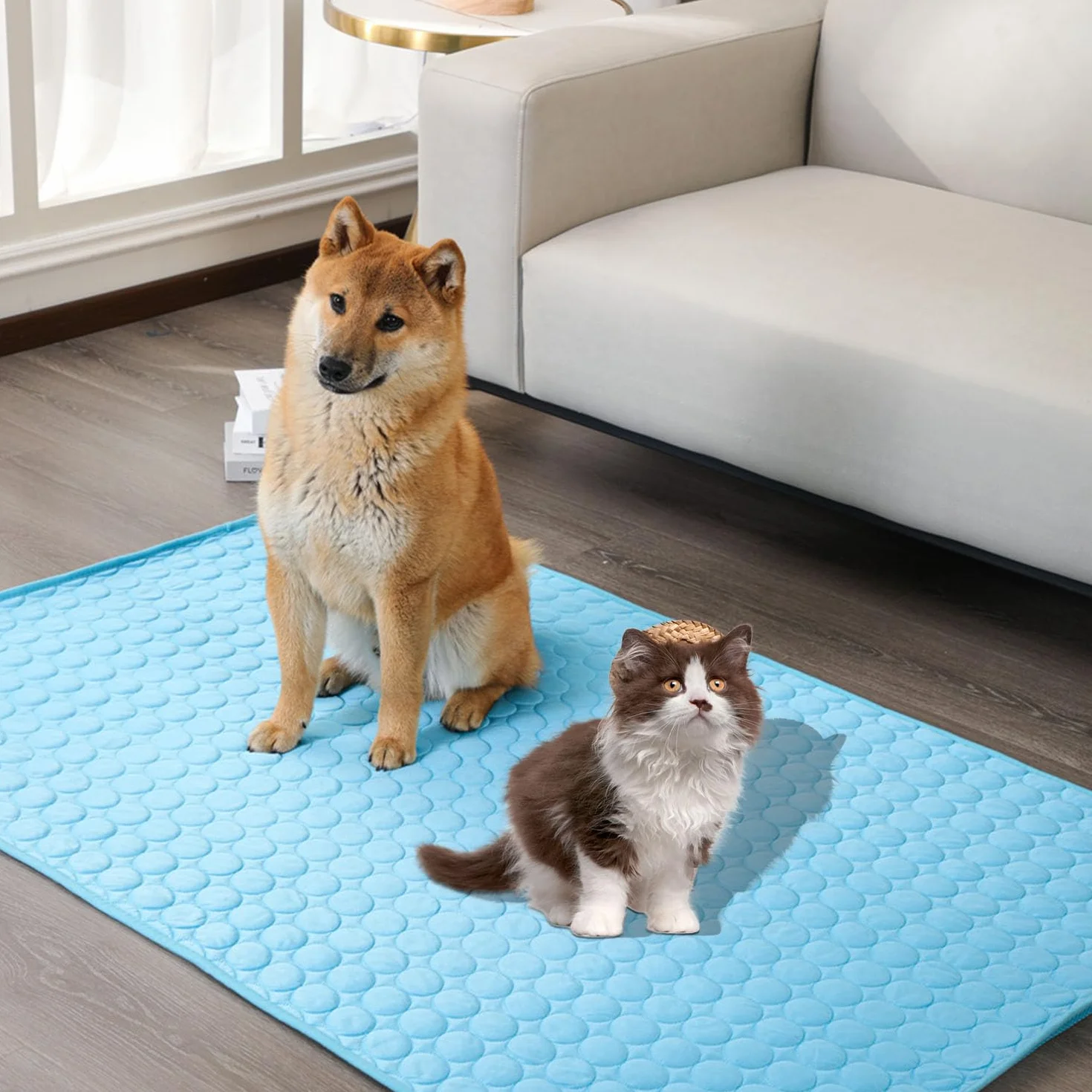 YXHZVON Alfombrilla Refrescante para Mascotas, Manta Refrigerante Perro, Cama Frio Animales Colchon Mascotas para Verano, 100 x 70 cm, XL, Azul