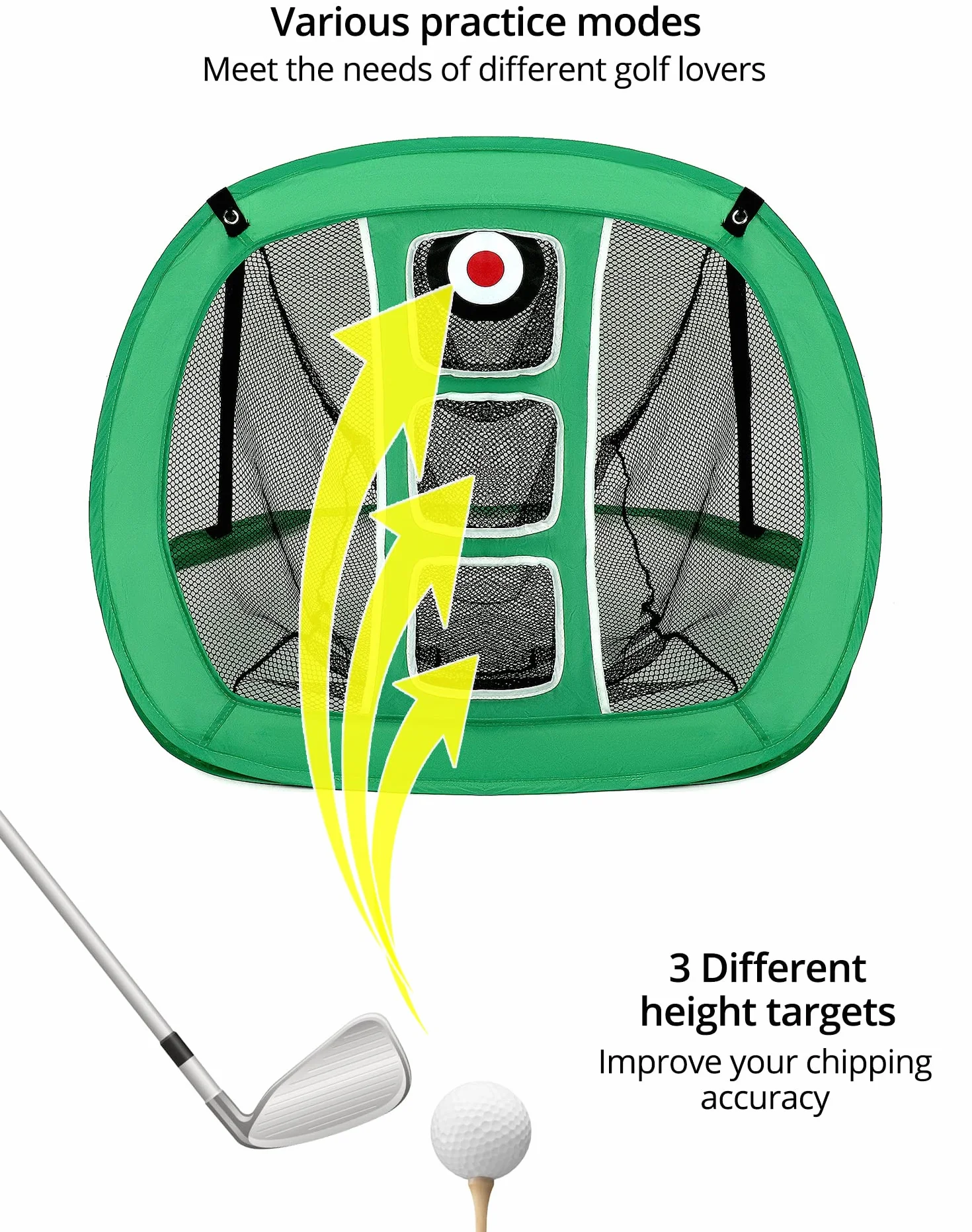 QWORK Red de práctica de golf desplegable con alfombrillas y pelotas de entrenamiento