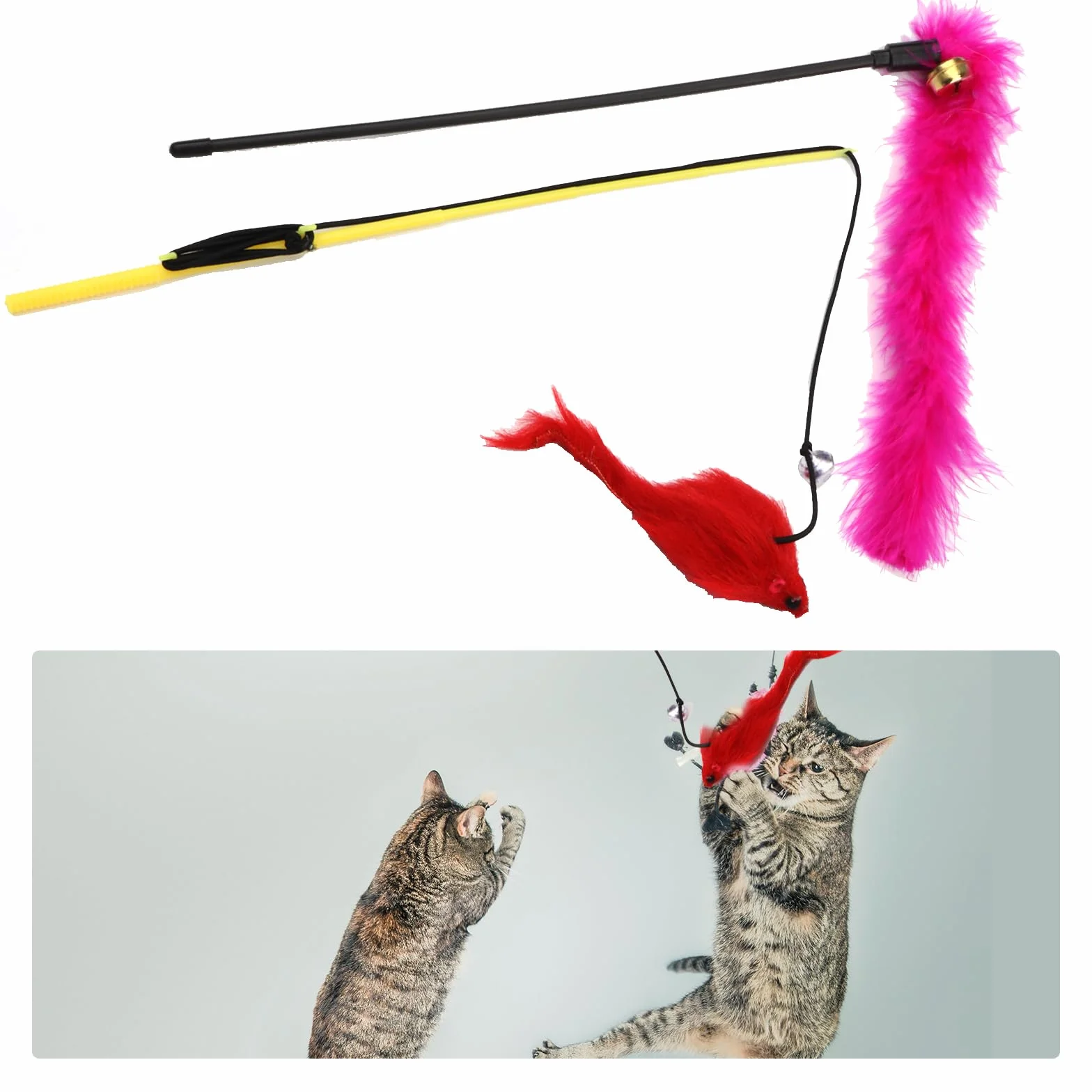 QUOZUO Paquete variado de 32 juguetes para gatos: bolas de gato, plumas, ratones, bolas arrugadas, juguetes de hierba gatera para gatitos de interior