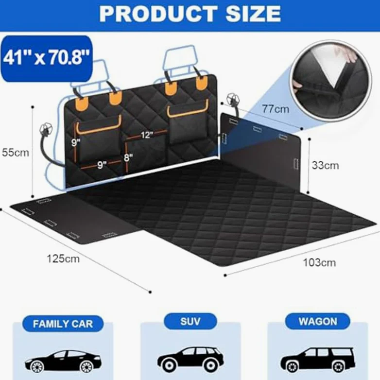 Funda Coche Perro para Volvo S60 2015-2018, Funda Coche Perro Protector Asiento Trasero Mascotas Impermeable Antideslizante Cubre Coche Accesorios,B