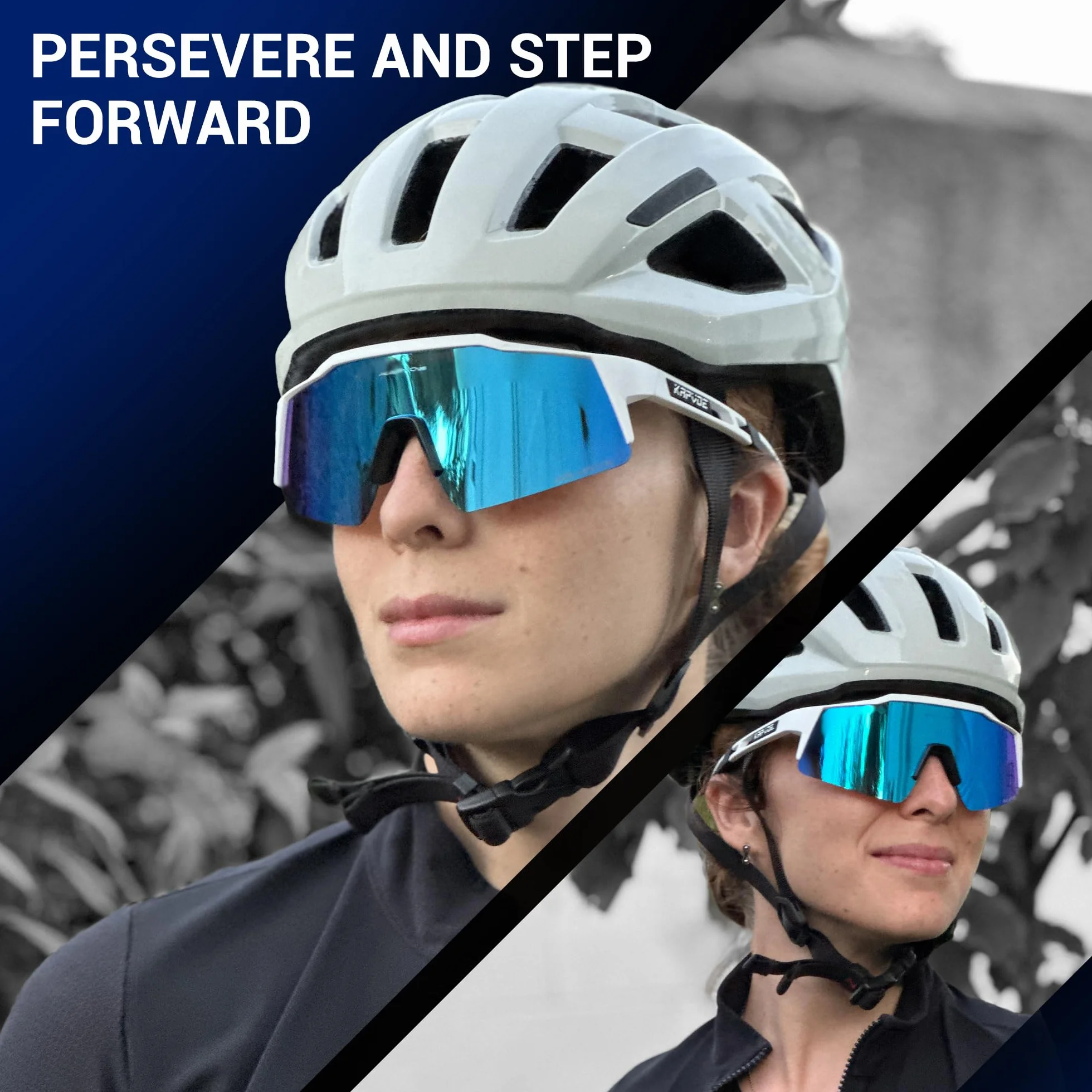 KAPVOE Gafas de Ciclismo Polarizadas TR90 K9023 con 4 Lentes Intercambiables