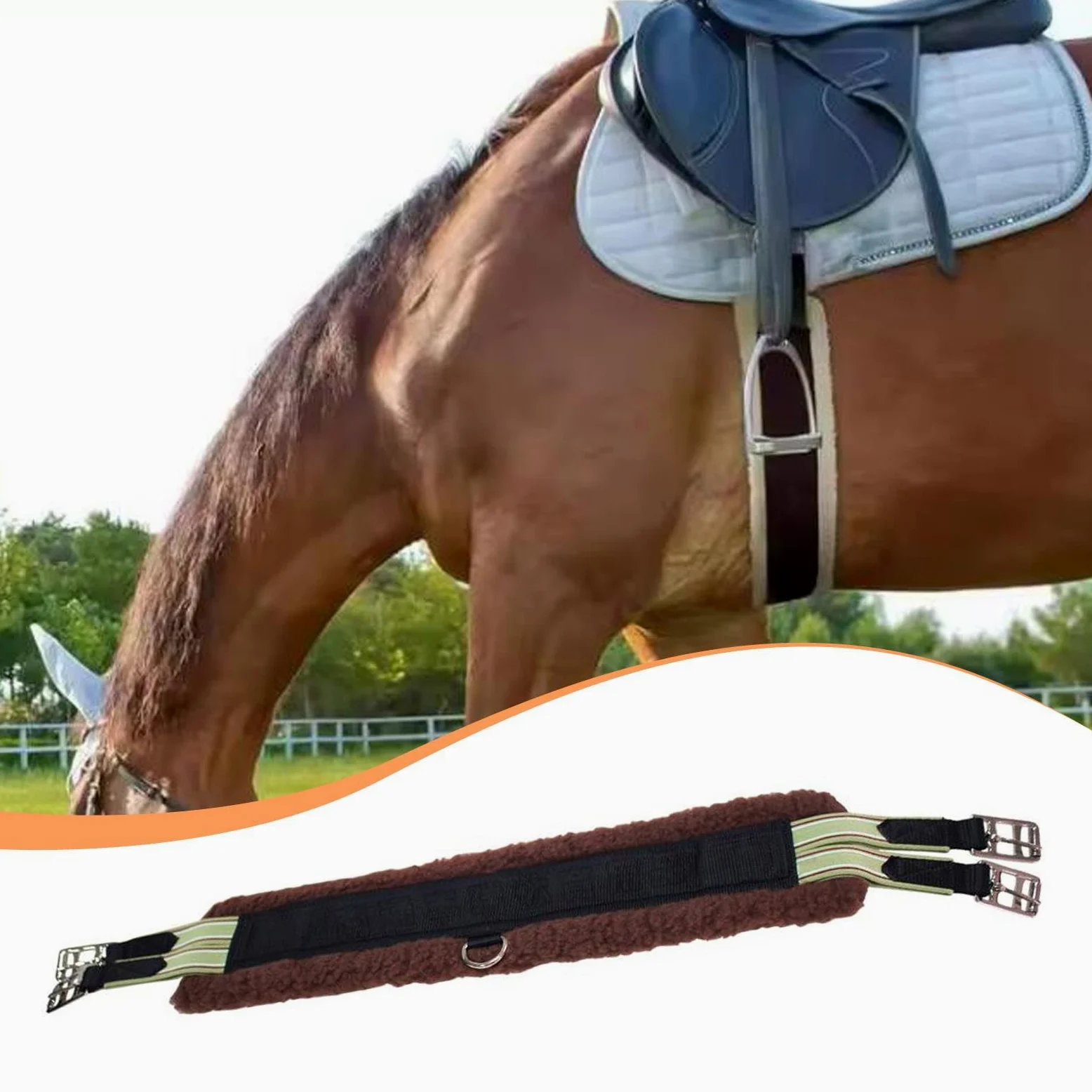 Fenteer Cincha para Caballo Cincha de Equitación Cincha para Silla Cincha Antideslizante con Franela Ligera Y Hebilla Metálica Doble Adecuada para Equitación