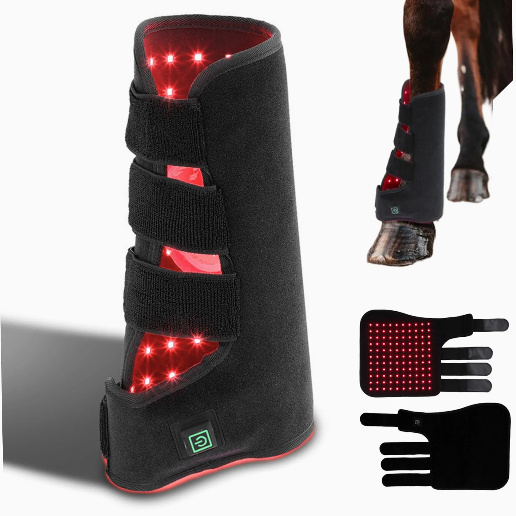 Jorzer Cinturón de luz roja, Envoltura de luz roja LED infrarroja de 850 NM y 660 NM, infrarrojo portátil portátil para músculo de Caballo de Pata de Caballo, Derecha-
