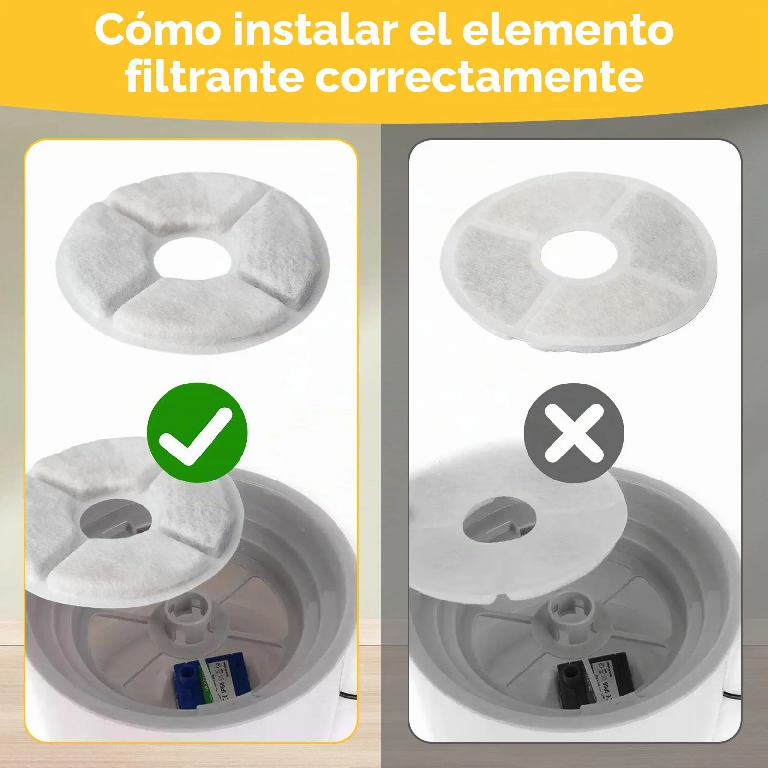 KOMABLEN 12 Piezas Filtros Fuente Gatos, Filtro Fuente Gato Redondo de Repuesto, Filtración Cuádruple Filtro Bebedero Fonte de Agua Carbón Activado de Resina Perro Animal
