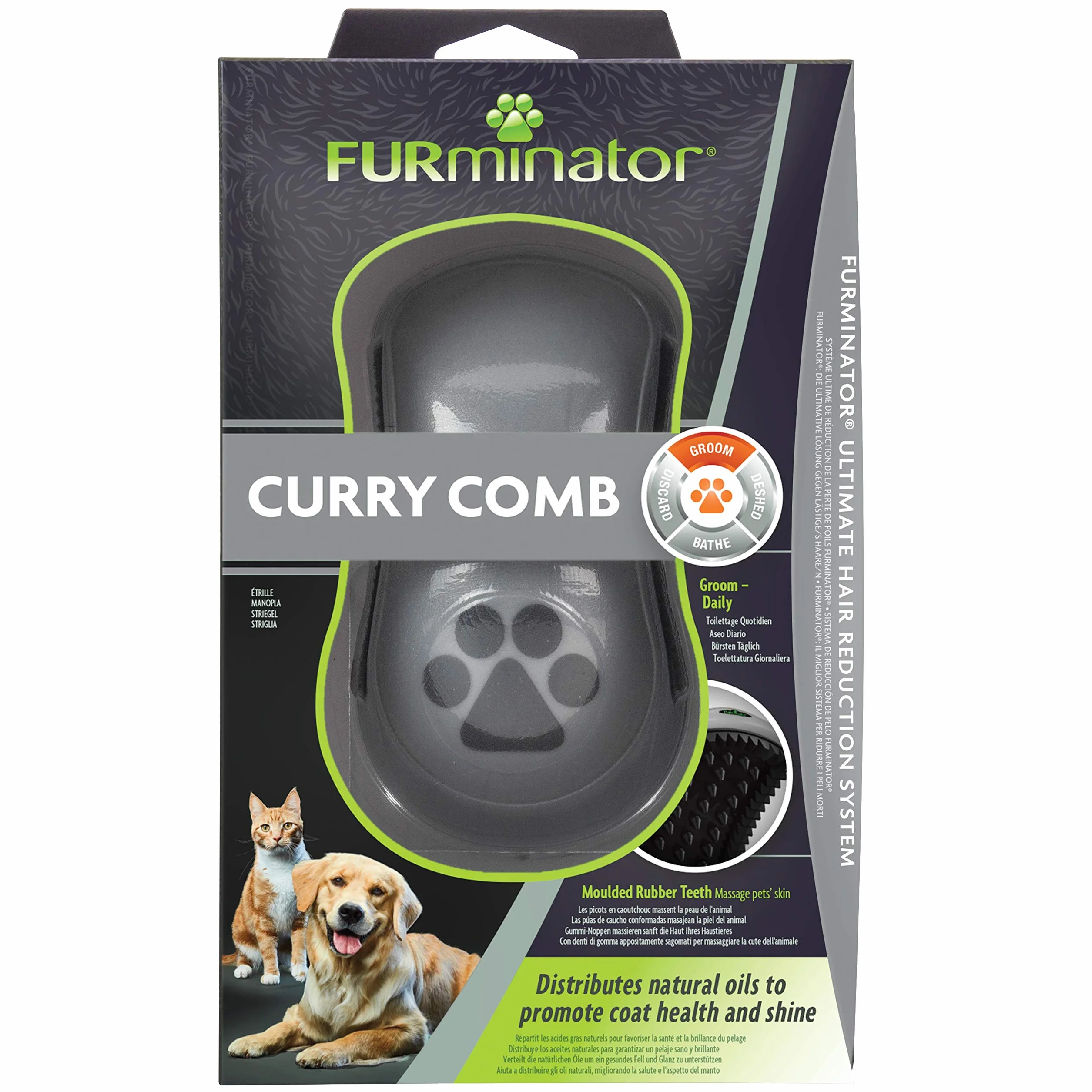 FURminator CurryComb - Peine para perros y gatos (El cepillo para el cuidado del pelaje masajea suavemente la piel - para un pelaje limpio y brillante)