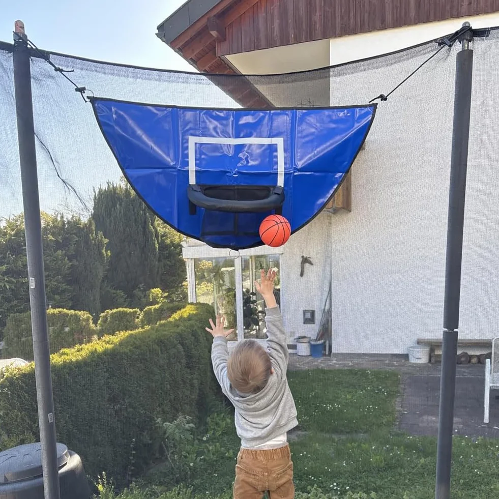 Trampolín Canasta de Baloncesto Mini Accesorio Universal con Borde de Arranque 3 Pelotas para Niños y Adultos