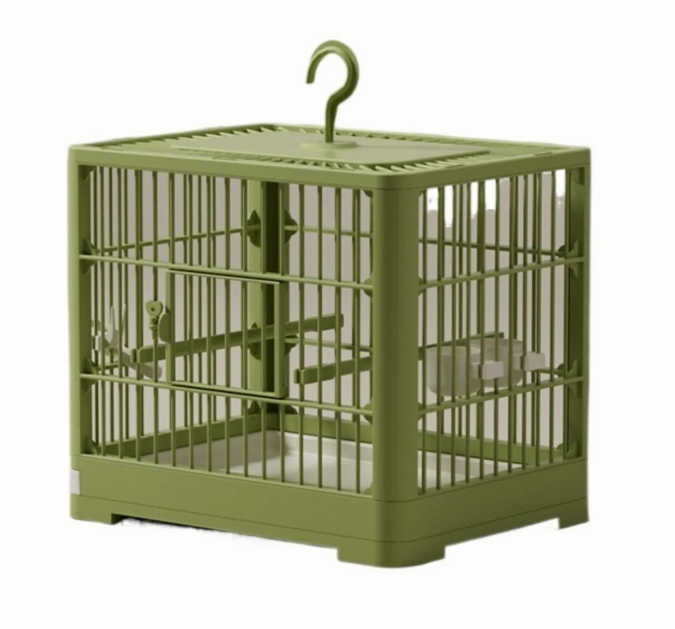 Jaula De Aves para Canarios Jaula For Pájaros con Bandeja Desmontable Y Asa De Gancho For Transporte Al Aire Libre Loros Conures(Grün)