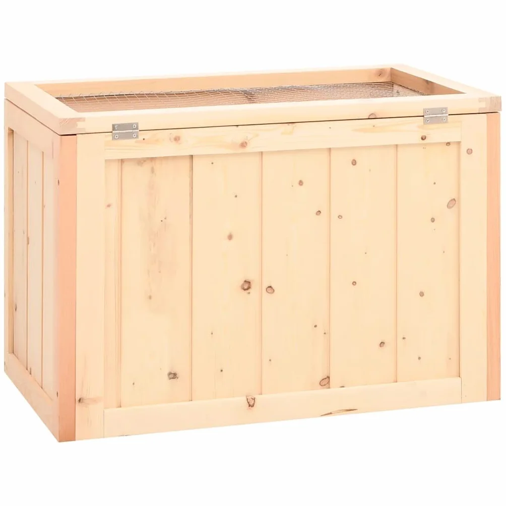 Jaula de hámster de madera maciza de abeto 60 x 35,5 x 42 cm con cristal frontal acrílico y techo de malla de alambre para cobayas, ratones, conejos y animales pequeños como salida segura y
