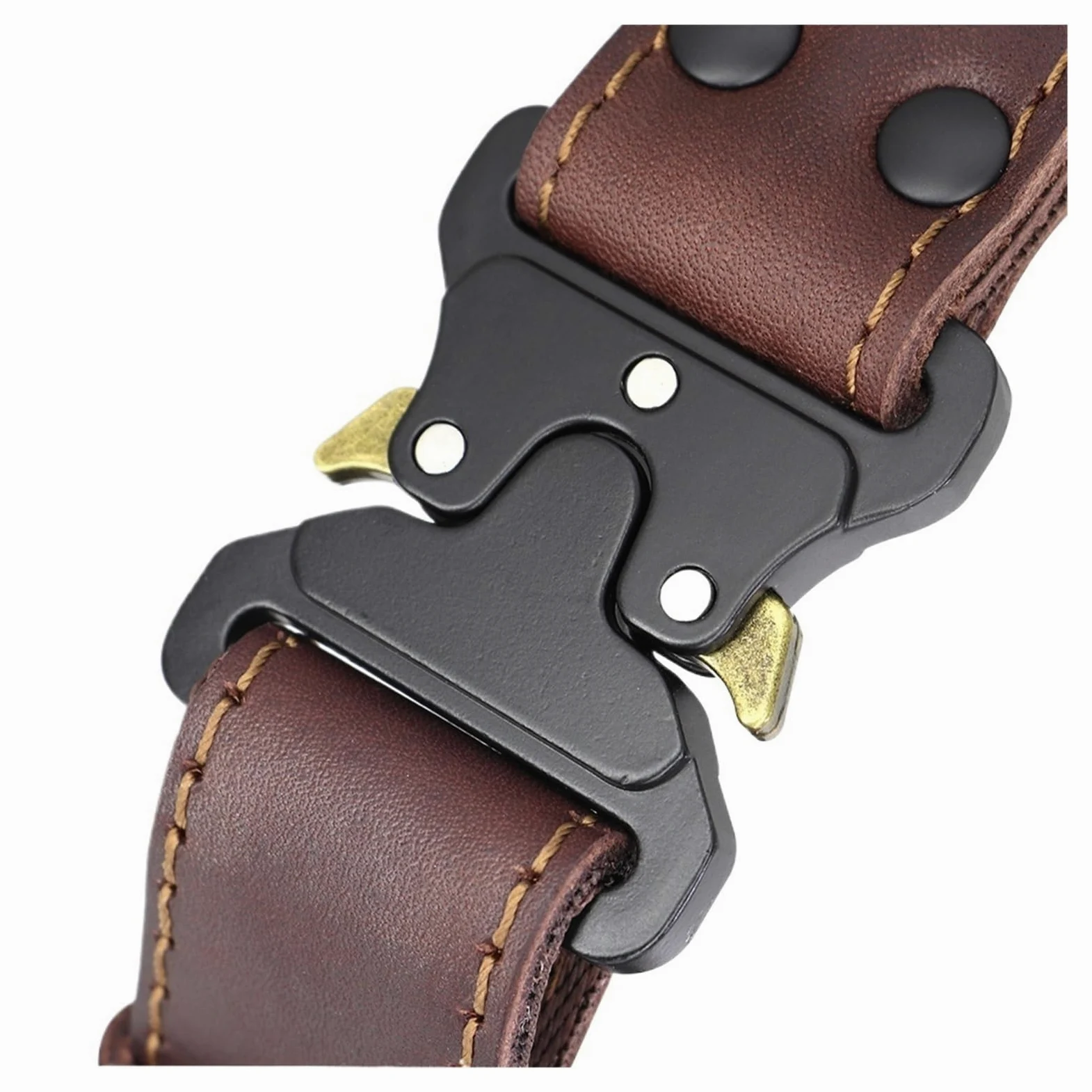 Collar de Perro de Cuero Real Suave, Collares duraderos genuinos con Mango de Hebilla Segura for Perros medianos Grandes, Pastor alemán(Brown,M)