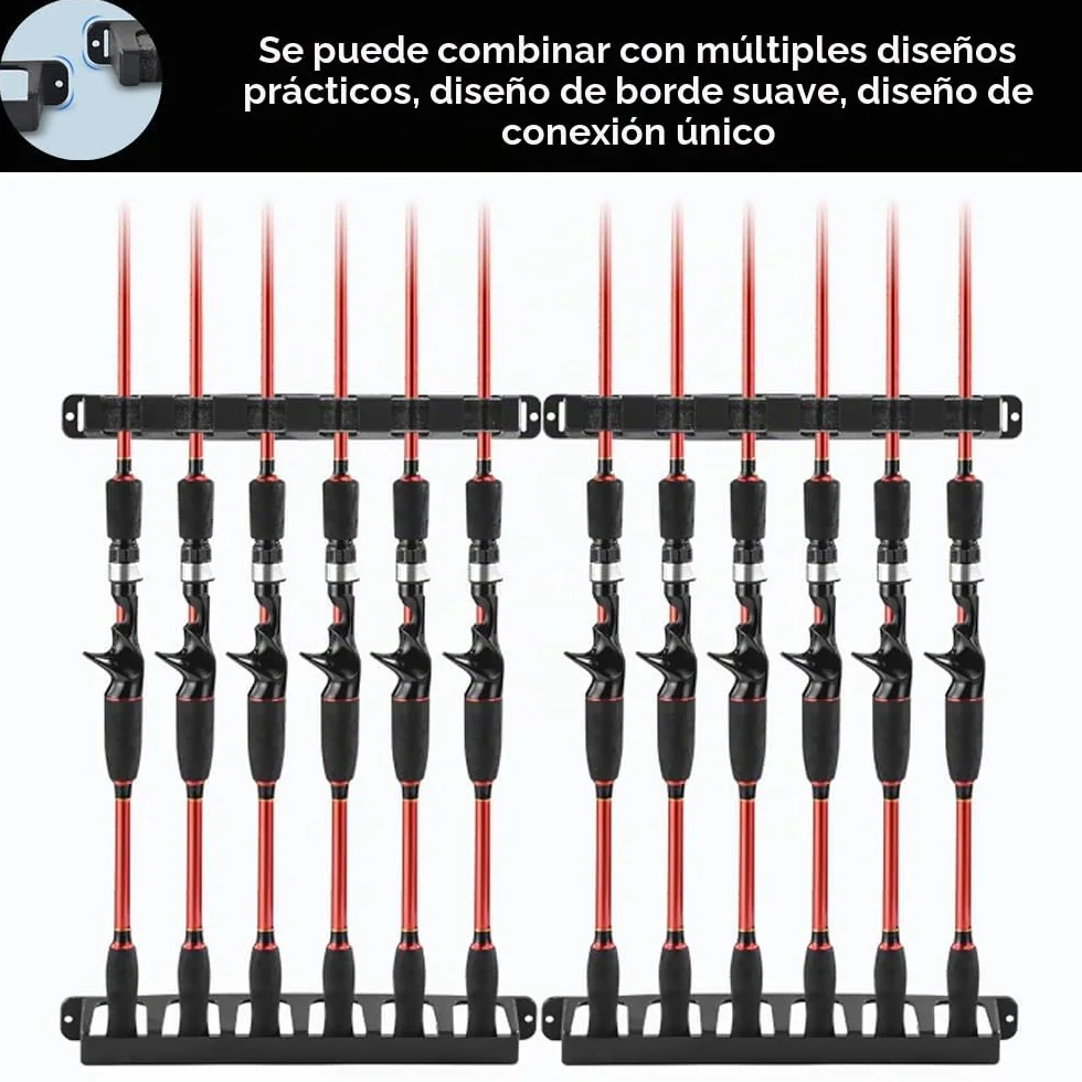 Soporte Cañas De Pescar Pared 12 Cañas, 2 Pares Soporte Vertical