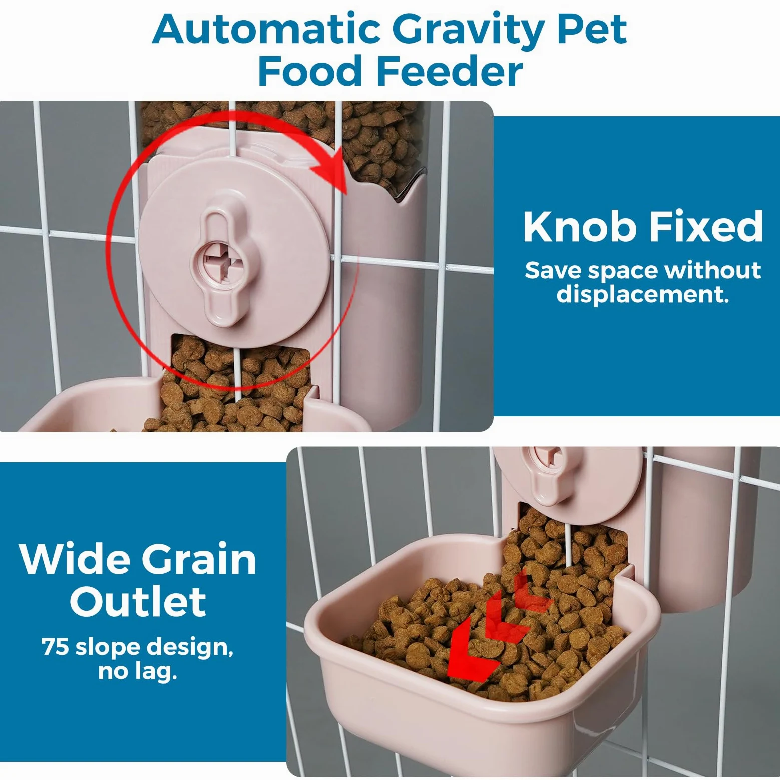 Vannon Dispensador automático de alimentos colgante para animales pequeños, comedero de gravedad de 35 onzas para jaula, cuenco de comida para conejo, cachorro, gato, hurón, cobaya, chinchilla, loro