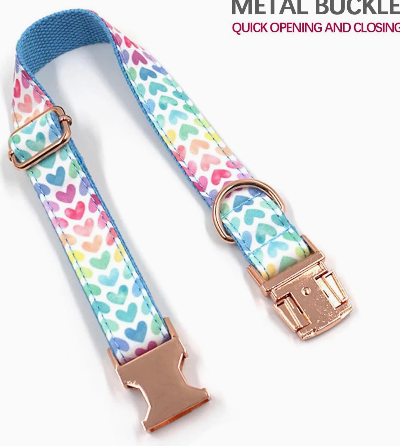 Collar para Mascotas, Collar de Perro Ajustable Personalizado for Perros medianos y Grandes. Bonito Collar for Cachorros, Tanto for niños como for niñas(Blue,L)