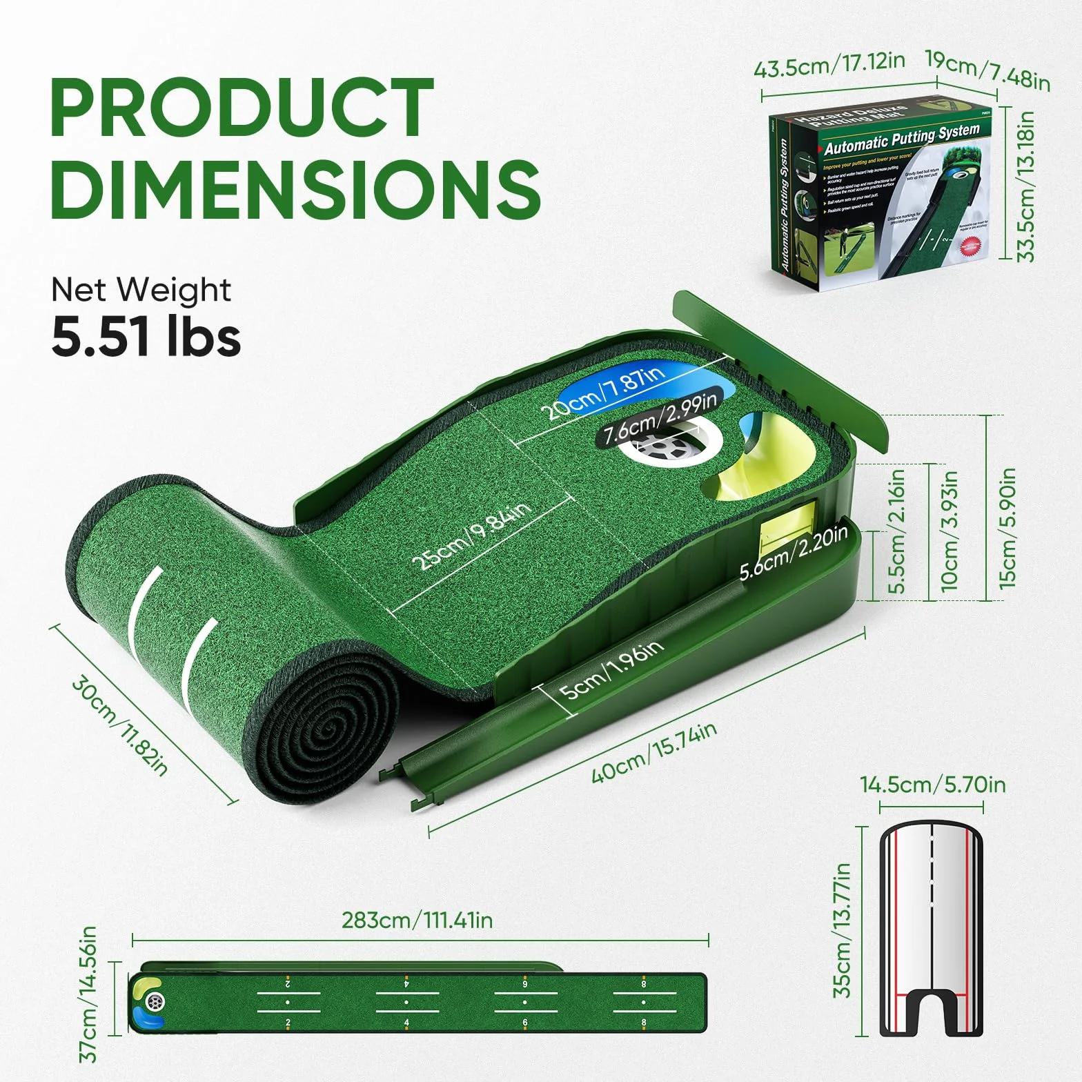 WildFun Golf Putting Green Mat with Putting Gates and Mirror for Home Office Practice
