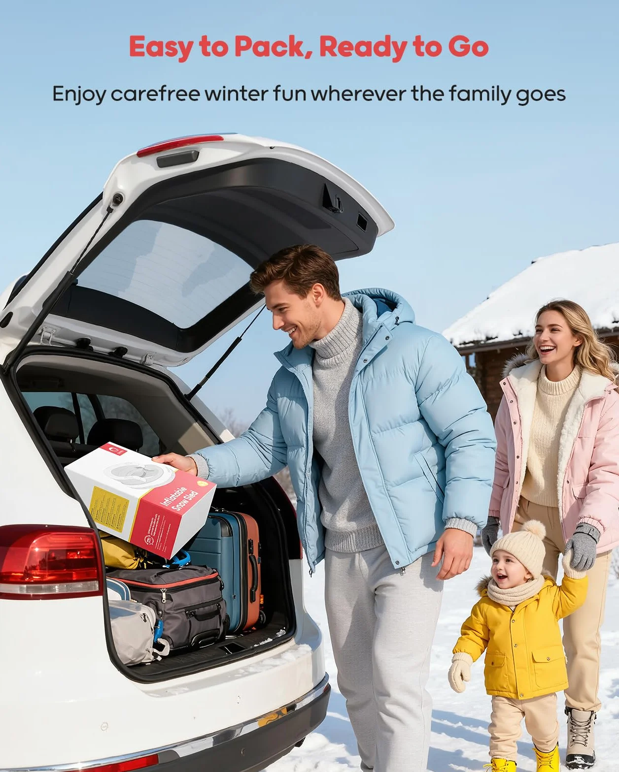 QPAU Trineo Inflable para Bebés y Niños - Air Sleigh de Invierno con Funda de Lona, Correa de Remolque, Asas y Protección 3 Lados