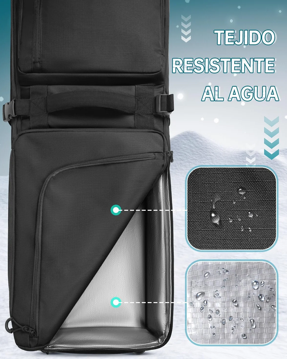 YOREPEK Funda Esquis Acolchada con Ruedas Expansible Impermeable 6 Bolsillos para Viaje Aéreo