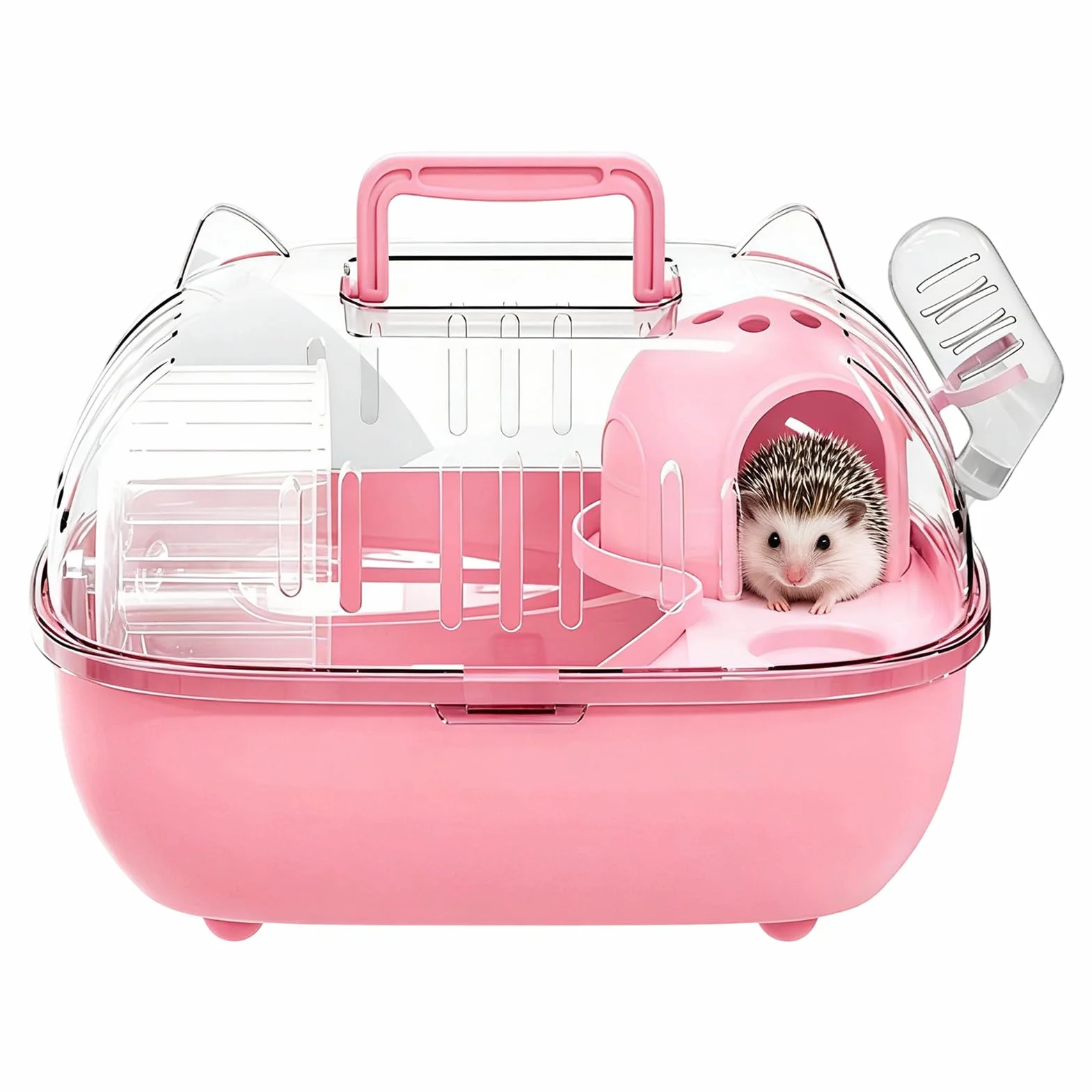 De Transporte Hámster – Jaula Viaje con Tapa Transparente, Ventilación Segura | Portador Compacto para Roedores Reptiles, Hamsters Conejos Lagartos, Excursión Picnic Corta Duración, Cómodo Liger