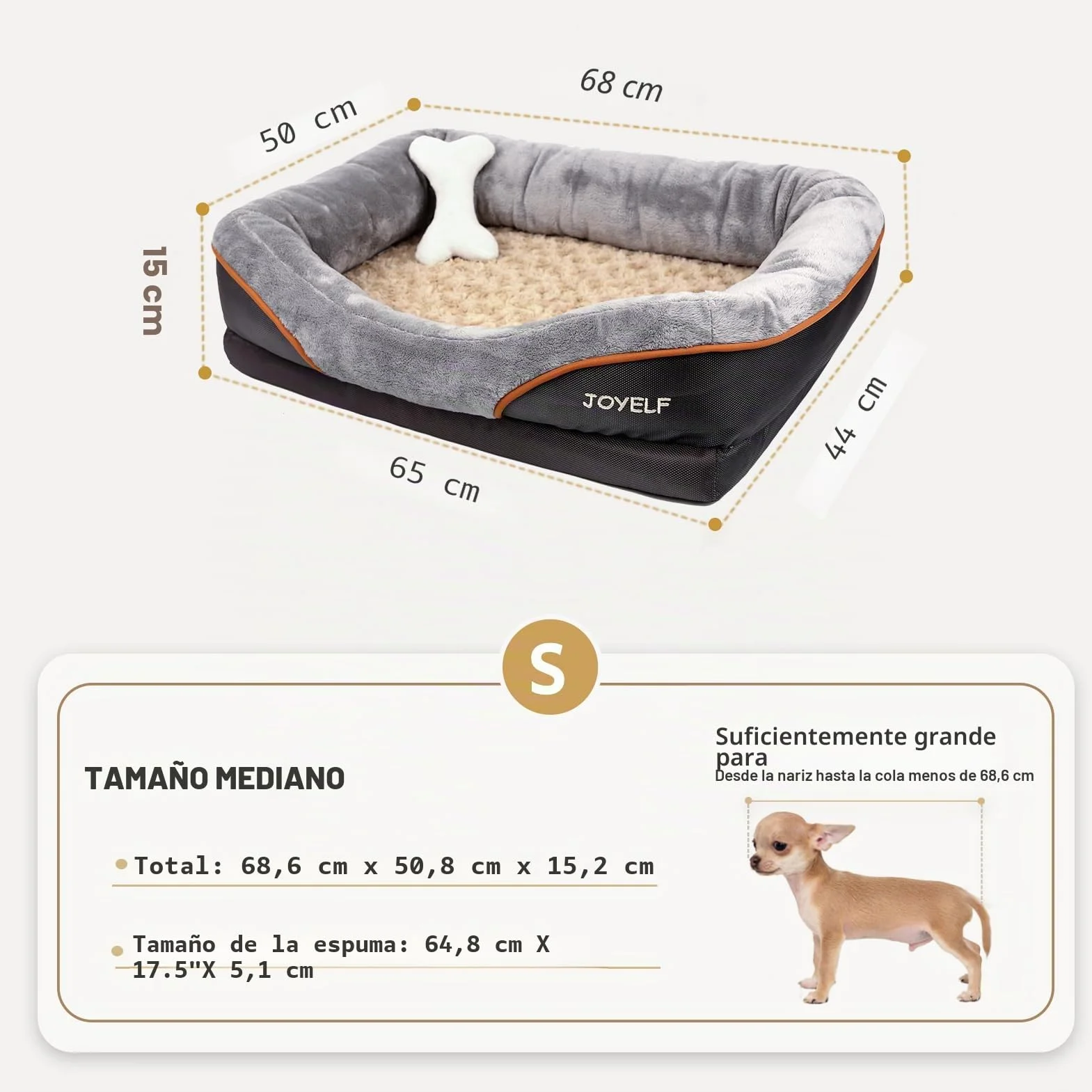 JOYELF Cama para Perro de Espuma viscoelástica Cama y sofá ortopédico pequeño para Perro con Funda Lavable extraíble y Juguetes chirriadores como Regalo
