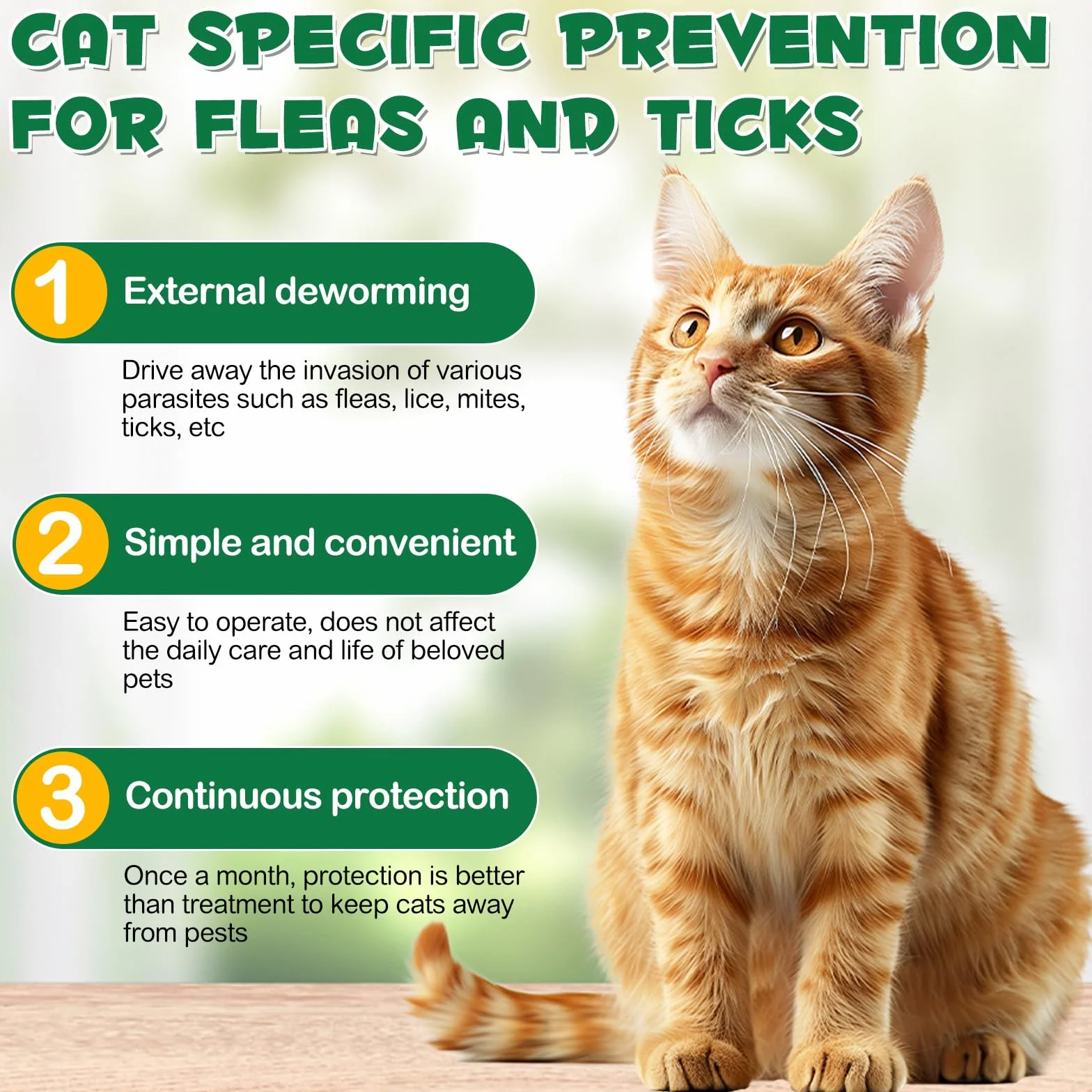 Ver-mi-fu-ge tópico en gotas para gatos 6 unidades, Ver-mif-UG-e Spot on para gatos, prevención de pulgas y garrapatas, fórmula natural fuerte, protección contra las alergias cutáneas, de 6 meses