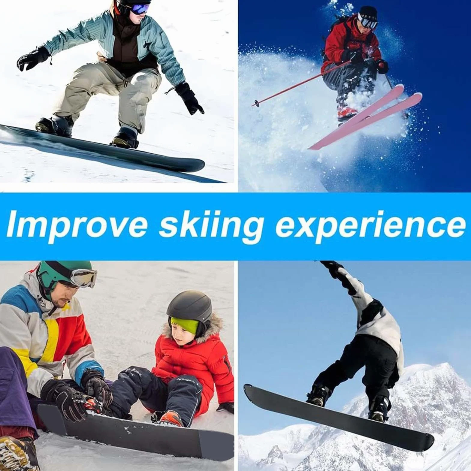 Kit de Mantenimiento para Esquí y Snowboard Universal con Cepillo de Limpieza y Bloque de Nieve