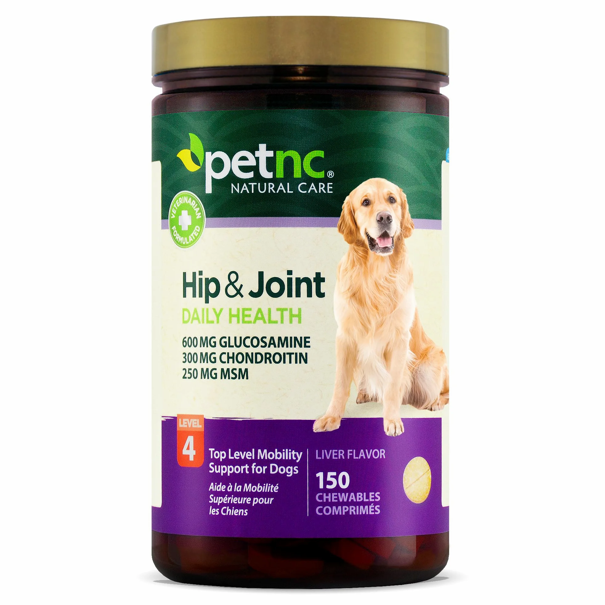 PetNC Natural Care, Salud de Cadera y articulación, Nivel 4, Sabor hepático, 150 masticación