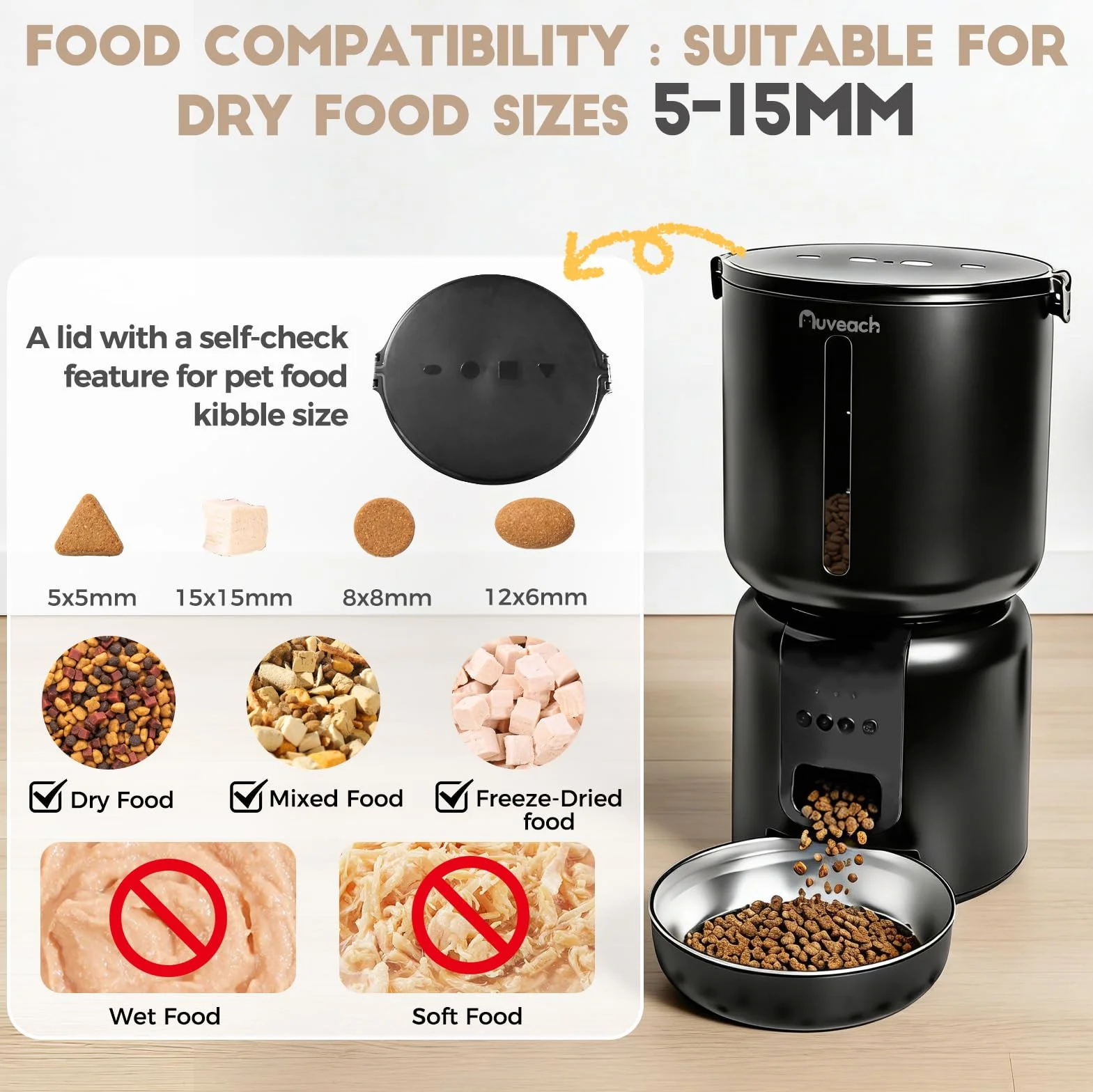Comedero Gato Automatico y Fuente para Gatos Set - 4L WiFi 2.4G Dispensador de Comida para Gatos Perros con Temporizador Programable, 1-10 Comidas al Día, Cuenco de Acero Inoxidable (Negro)
