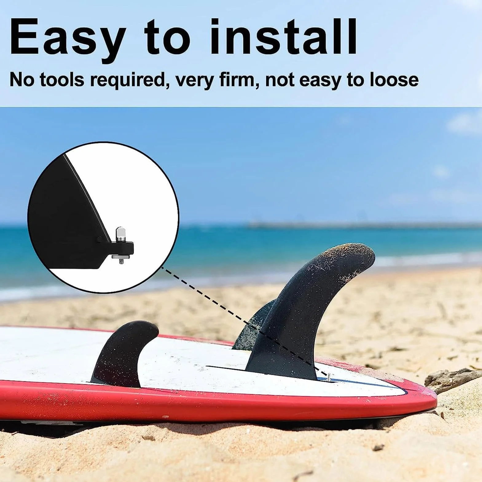 Tornillos aletas para tabla de surf, adaptador aleta central, retráctil con anillo de goma
