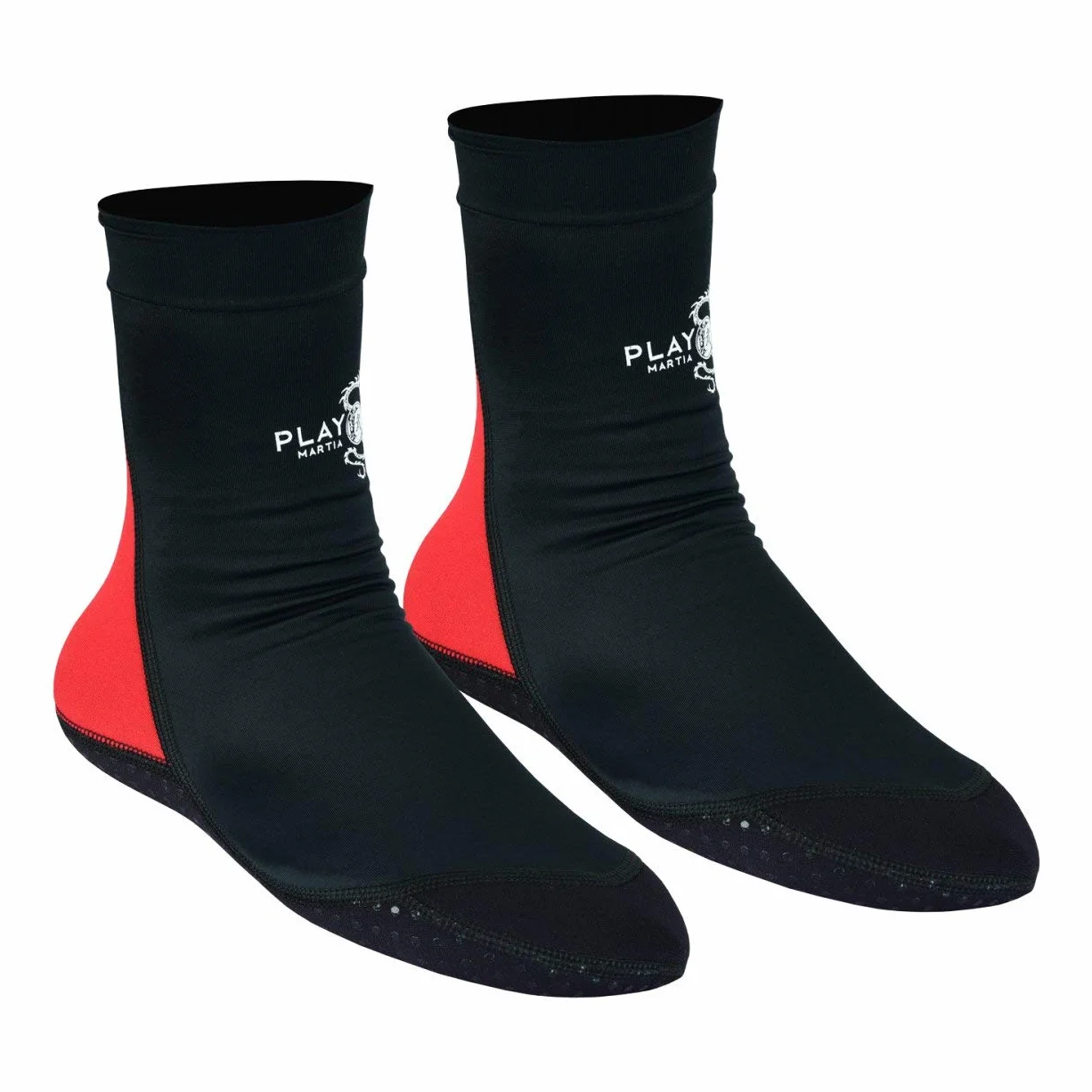 Playwell Artes marciales MMA School Tatami Indoor Mat Grappling Foot Calcetines - Negro/Rojo