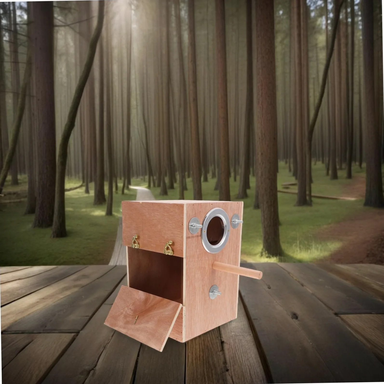 Caja Nido de Madera para Periquitos con Soporte y Colgante Exterior Habitáculo para Cría de Agapornis Cacatúas Pinzones y Pequeños Diseño y