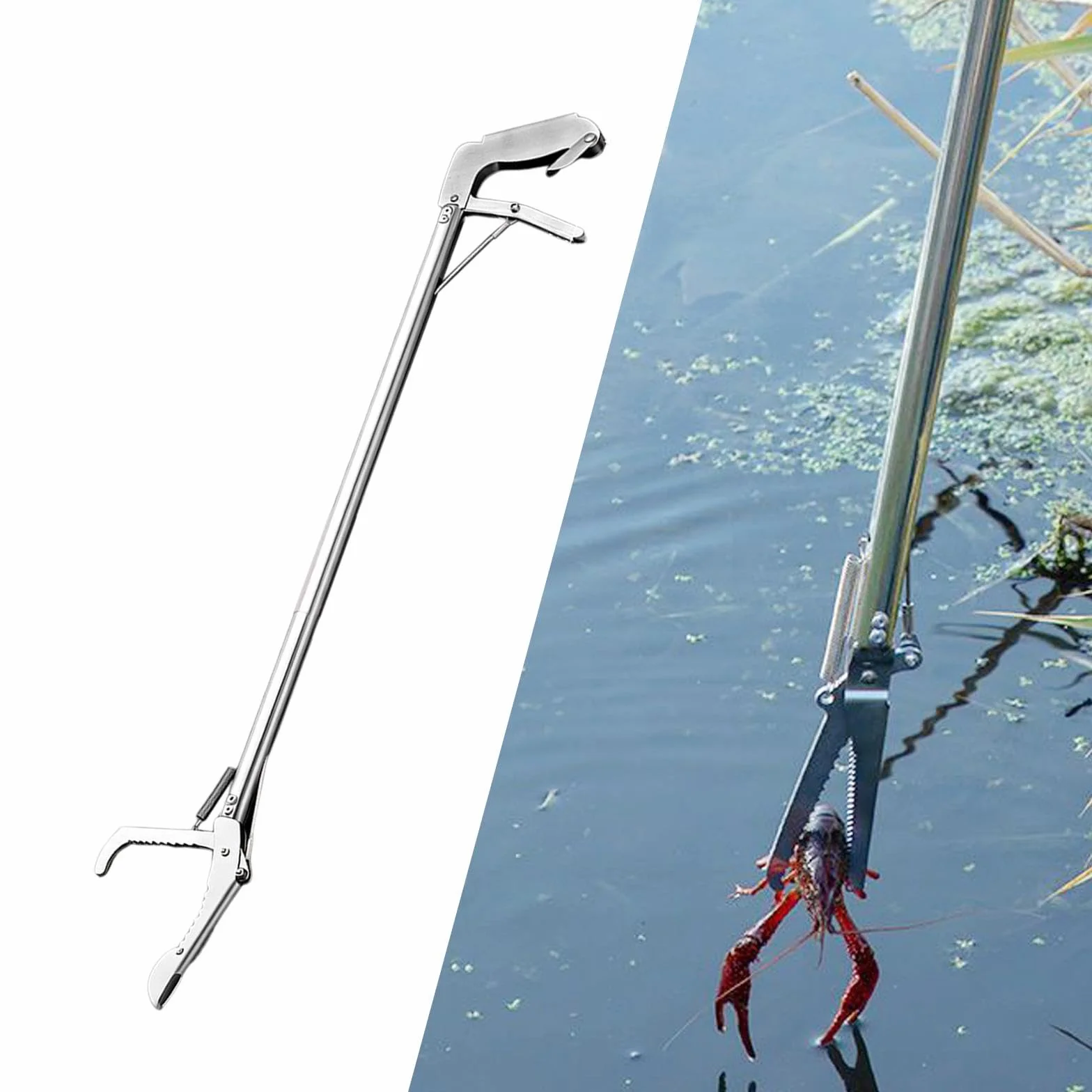 Colcolo Herramienta Plegable para atrapar Serpientes, Pinza para Serpientes de, Herramienta versátil para Alimentar, Ligera, Antideslizante, con, Caño Curvo de 200 Cm