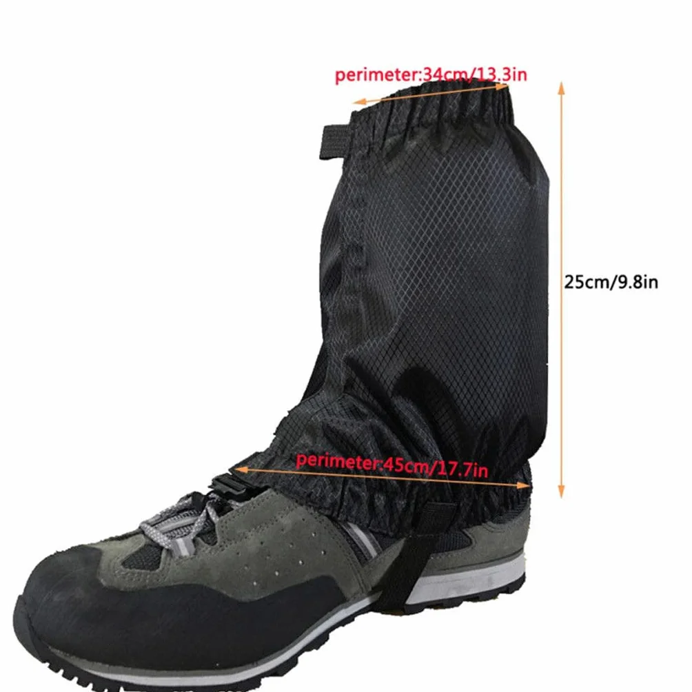 Polainas de tobillo impermeables ajustables para senderismo mochilero - Negro 2 pares