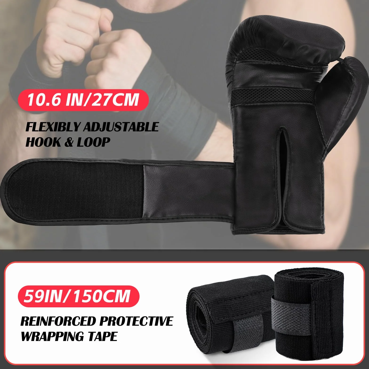 Guantes de Boxeo 14oz con Palma Ventilada para Kickboxing Muay Thai Entrenamiento Hombres Mujeres