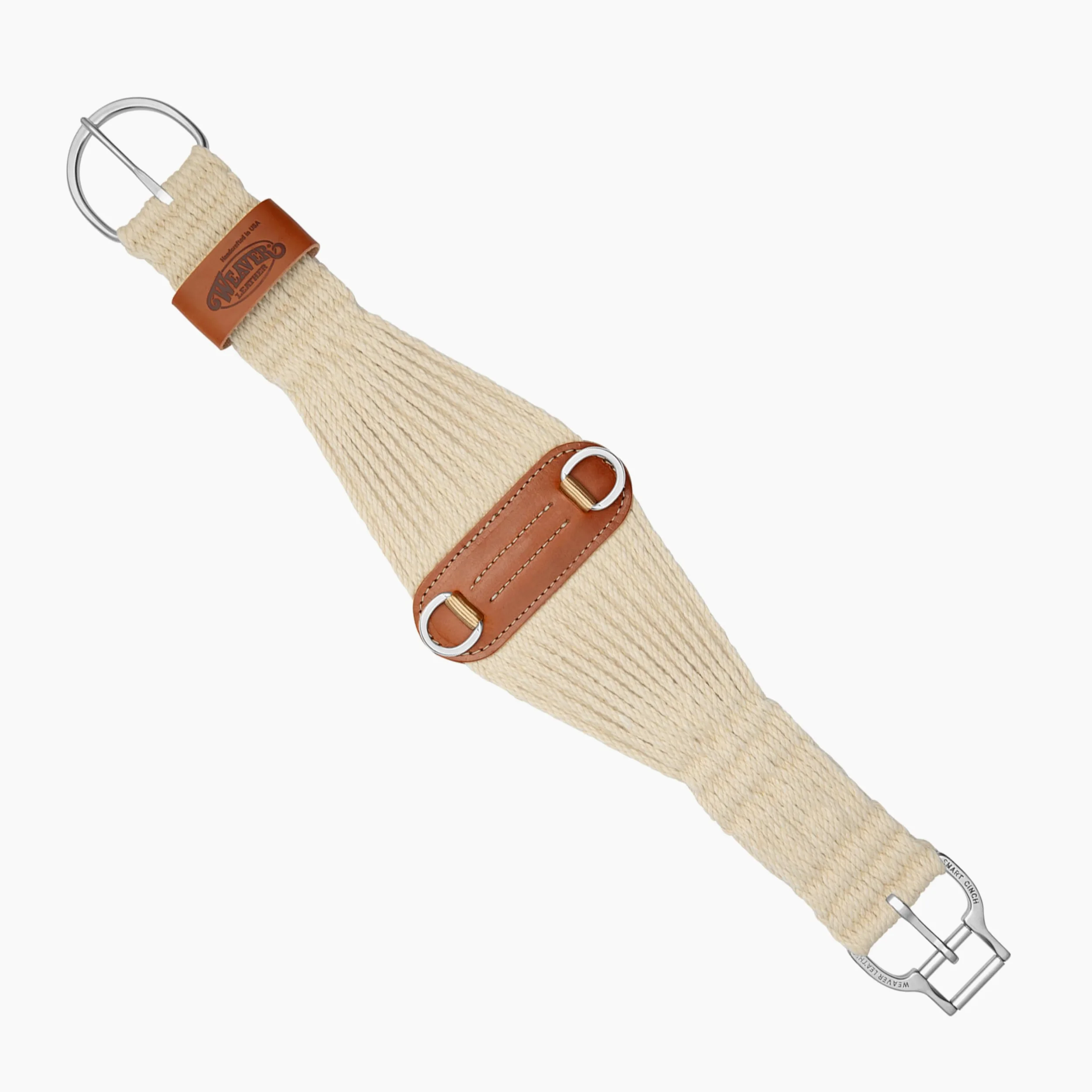 Weaver Leather Natural Blend - Cincha inteligente de 27 hebras con hebilla de cincha ajustada enrollable, 28 pulgadas, natural