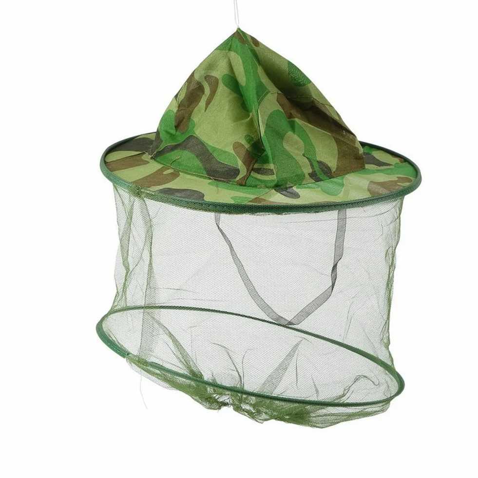Camuflaje Máscara Anti-Mosquito Apicultura con Cabeza Net Malla Cara Protección Equipo de Pesca al Aire Libre