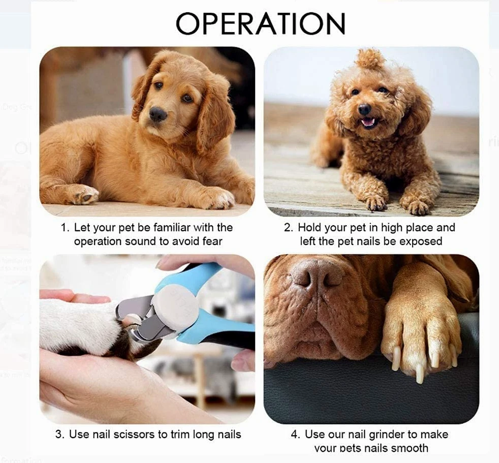 Pet Nail Grinder Papa eléctrica Trimerador Clipper Pequeño Medio Medio Perros Gatos Pequeños Animales Portátiles Patas Sin Dolor Impirt PAWAS Corte de Aseo