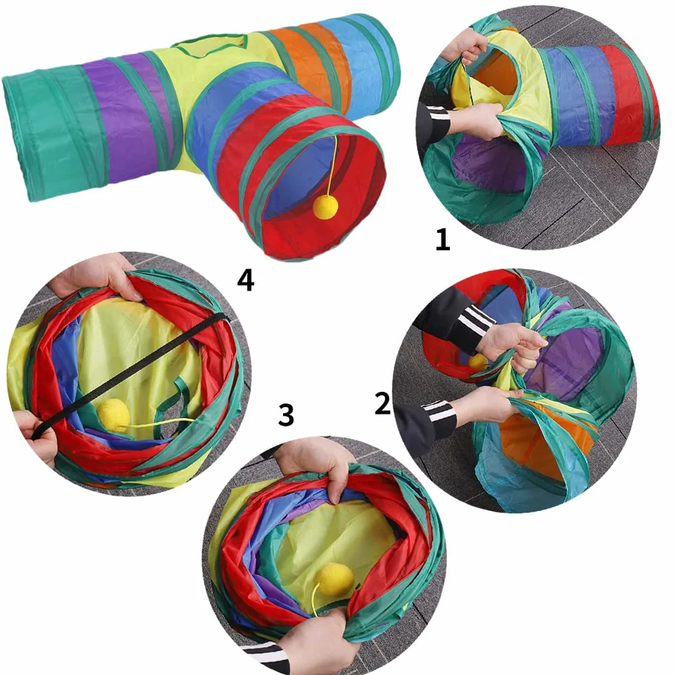 Túnel para Gatos,3 Vías Túneles Plegable,Juguete Tubo de Gatos,Gato Interactivo Juguetes para Gatitos,Cachorros,Conejos,Cobayas