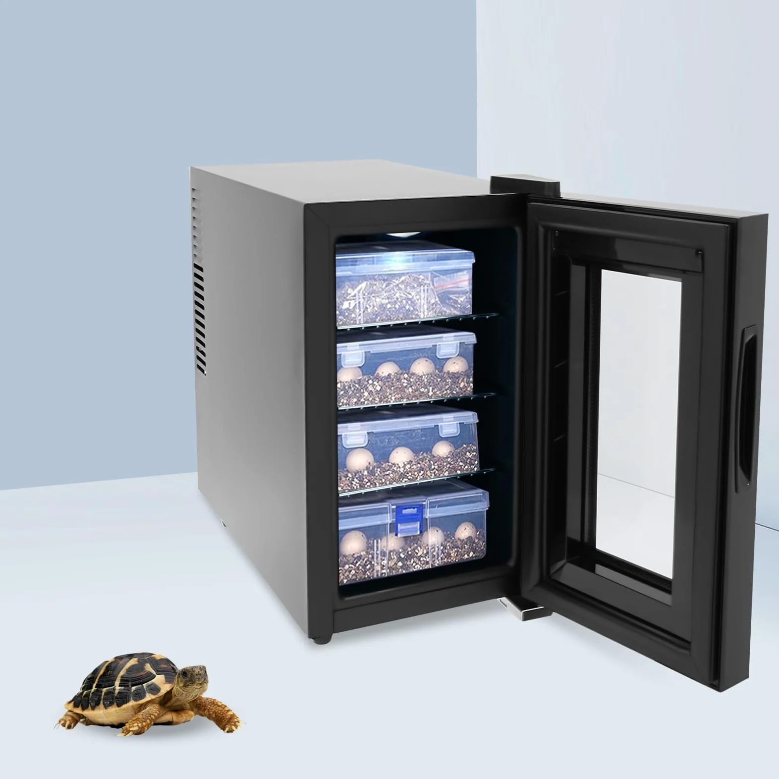 Incubadora de huevos para reptiles de 23 litros, temperatura ajustable, 10 – 40 ℃, incubadora totalmente automática con pantalla LED, incubadora de laboratorio para tortugas de agua, lagartos,