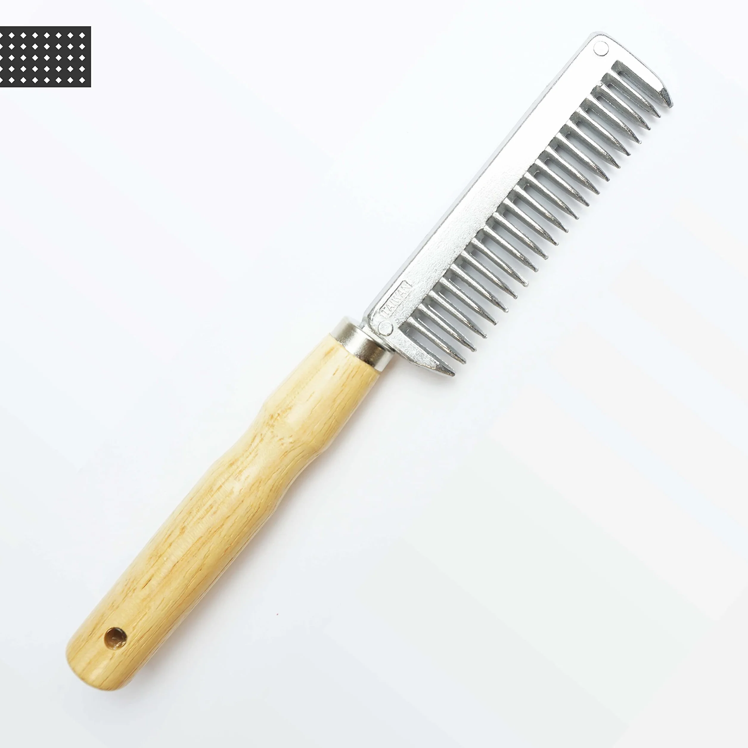 Peine para crines de caballo o burro, de metal, con mango resistente de madera