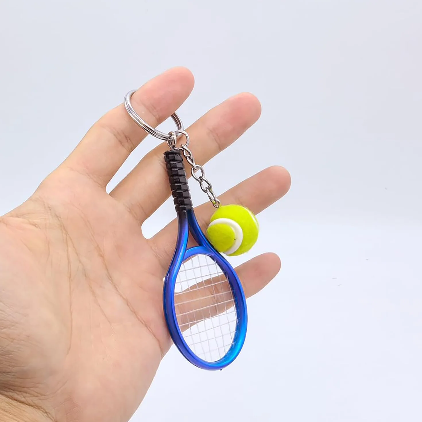 Llavero Raqueta de Tenis con Mini Pelota, Accesorio Decorativo para Coche