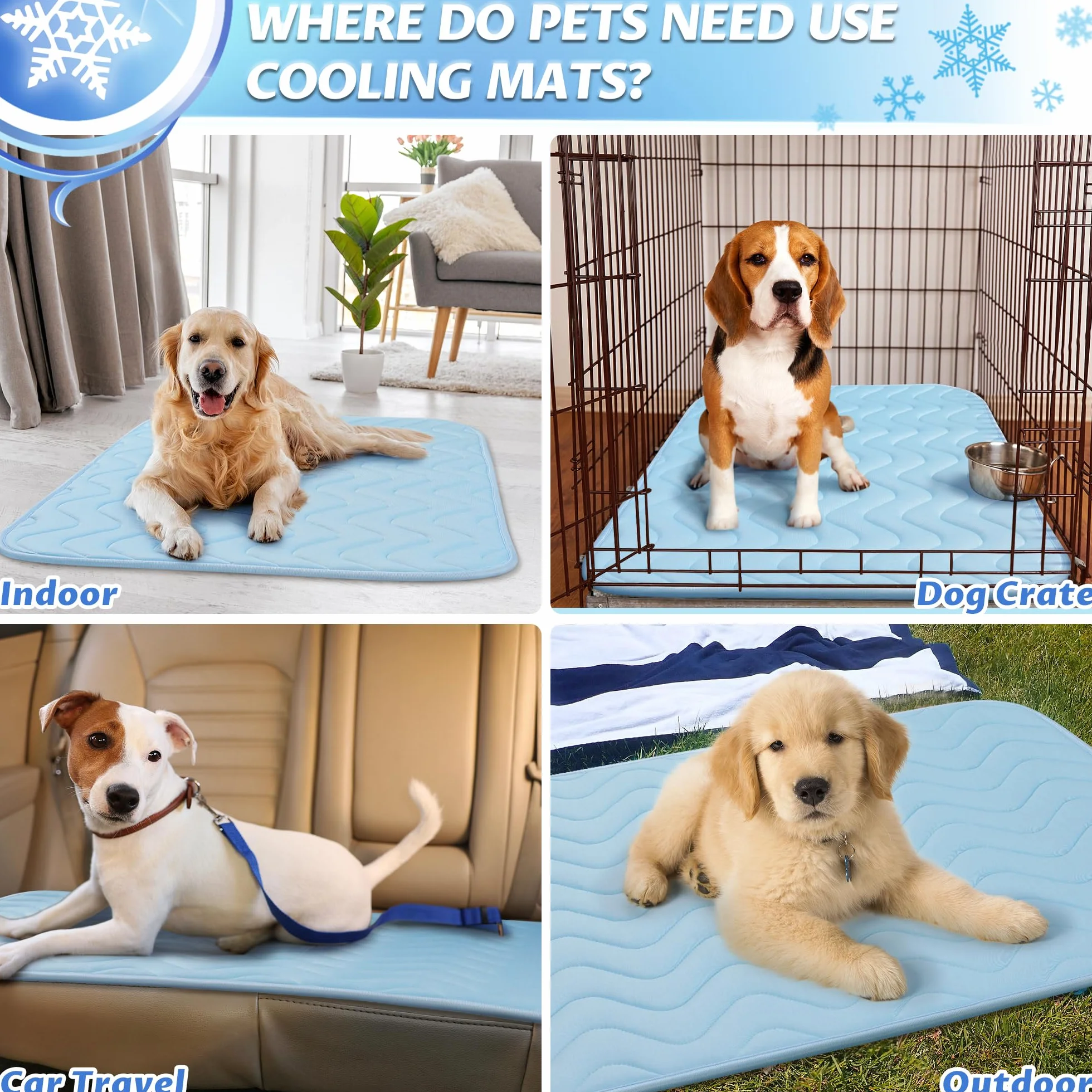 Baodan alfombrilla de refrigeración para perros, 75x55 cm, alfombrilla de refrigeración lavable para perros, almohadillas auto-refrigerantes para perros y gatos en el verano caluroso