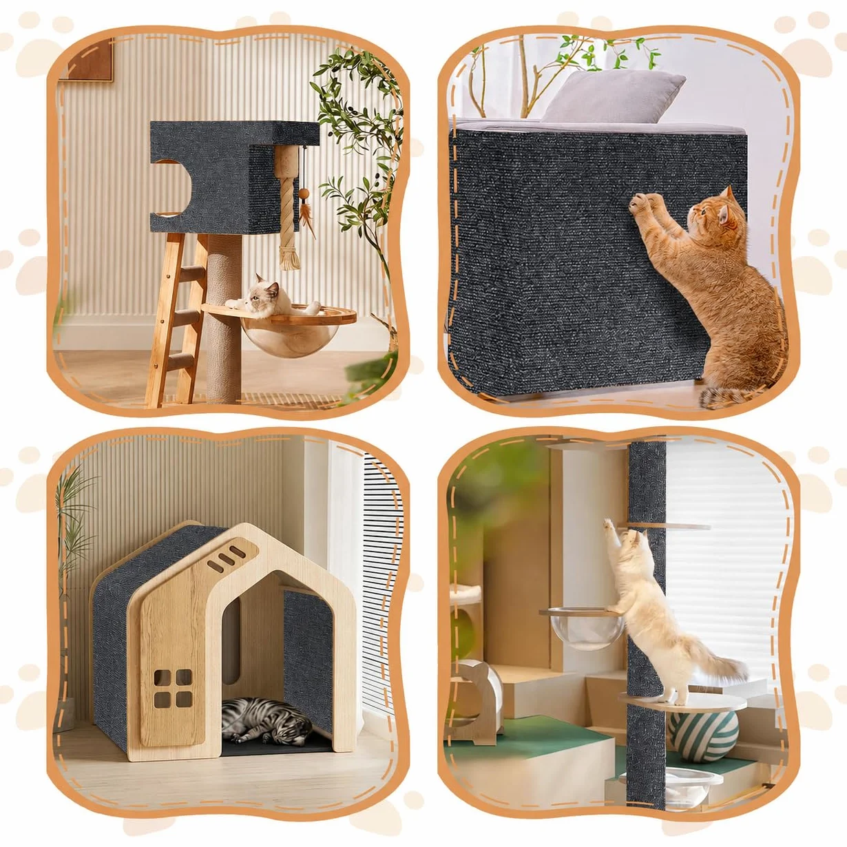 Protector Sofa Gatos Arañazo, Tapete Rascador para Gatos Autoadhesivo, Ideal para Sofás, Muebles y Paredes, Reutilizable, Fácil de Instalar y Recortable para Postes Rascadores
