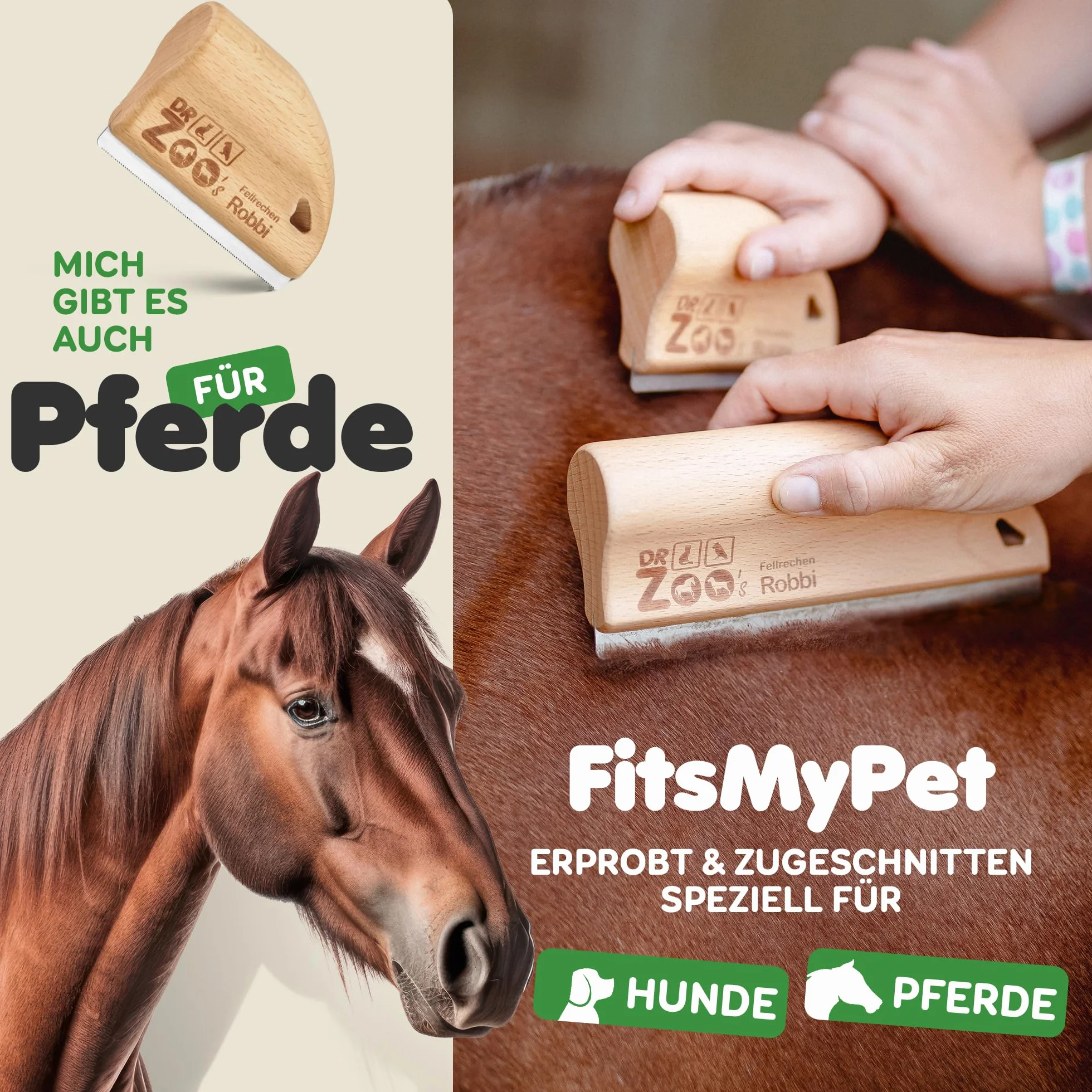 DR Zoo Cepillo para perros "Robbi" – Cepillo milagroso de alta calidad para el cuidado eficaz para perros pequeños y grandes, ideal para eliminar el pelo corto con capa interna