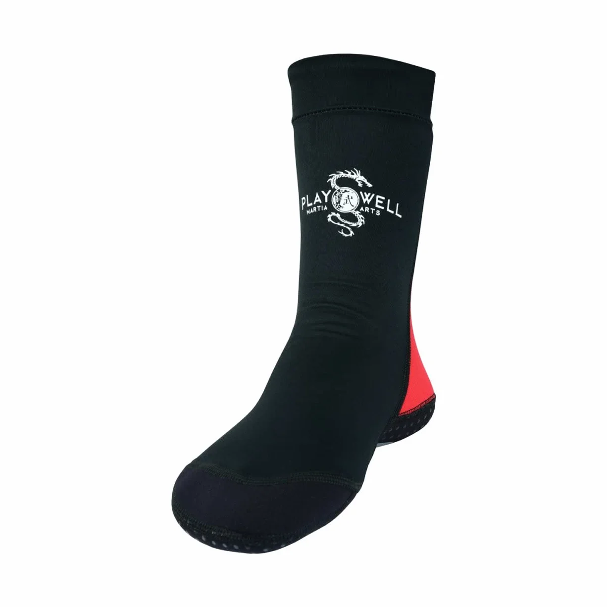 Playwell Artes marciales MMA School Tatami Indoor Mat Grappling Foot Calcetines - Negro/Rojo