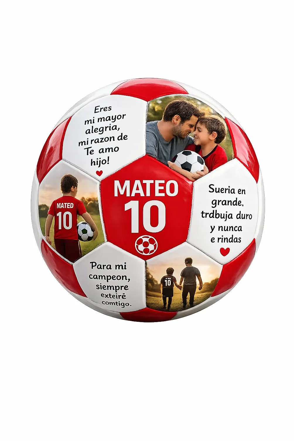 Balon de Futbol Personalizado con Fotos y Textos, 19 Fotos + 12 Textos, Regalo Original para Padres, Ninos y Entrenadores